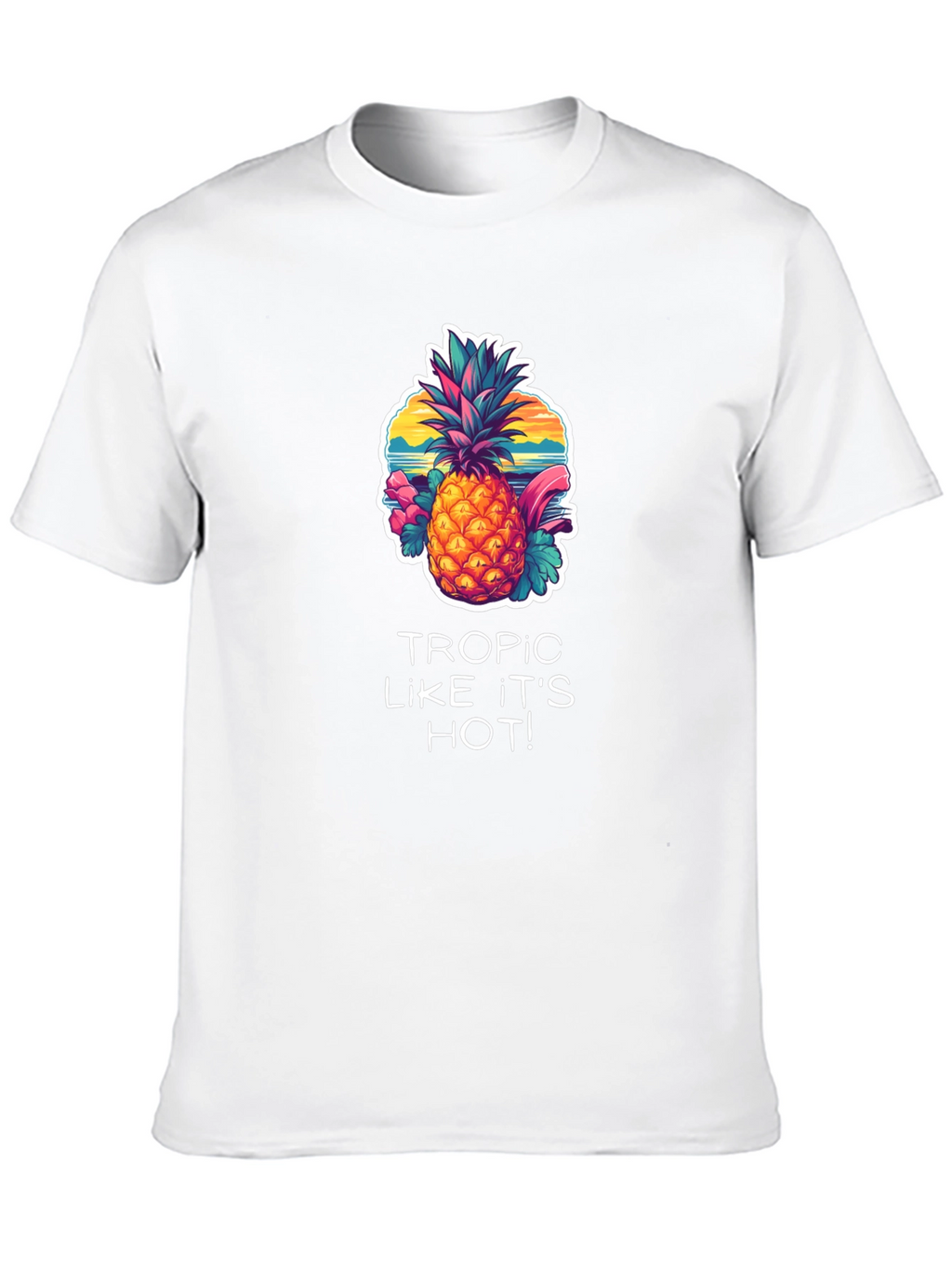 Tropical Pineapple Graphic Black T-Shirt