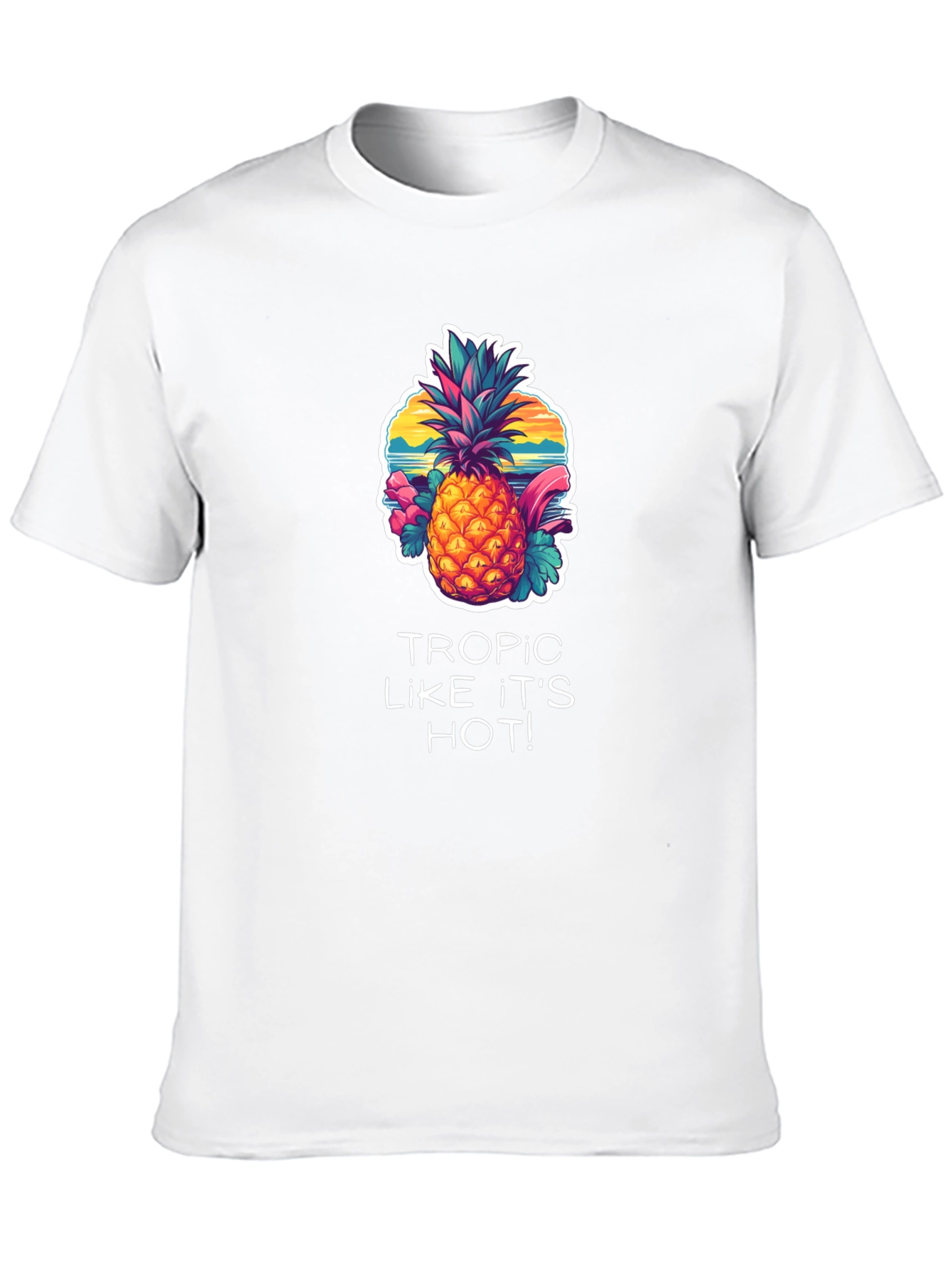 Tropical Pineapple Graphic Black T-Shirt