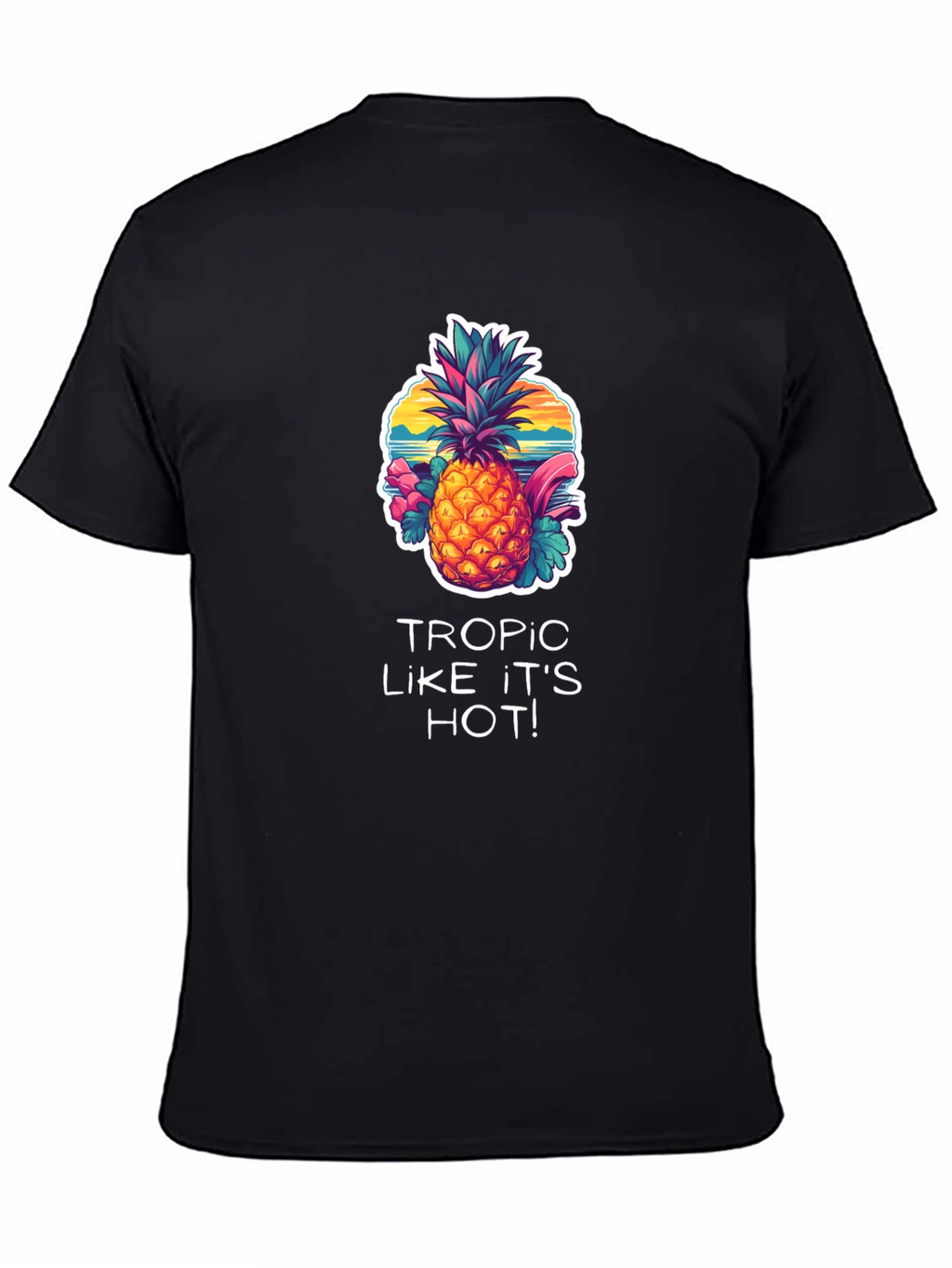 Tropical Pineapple Graphic Black T-Shirt