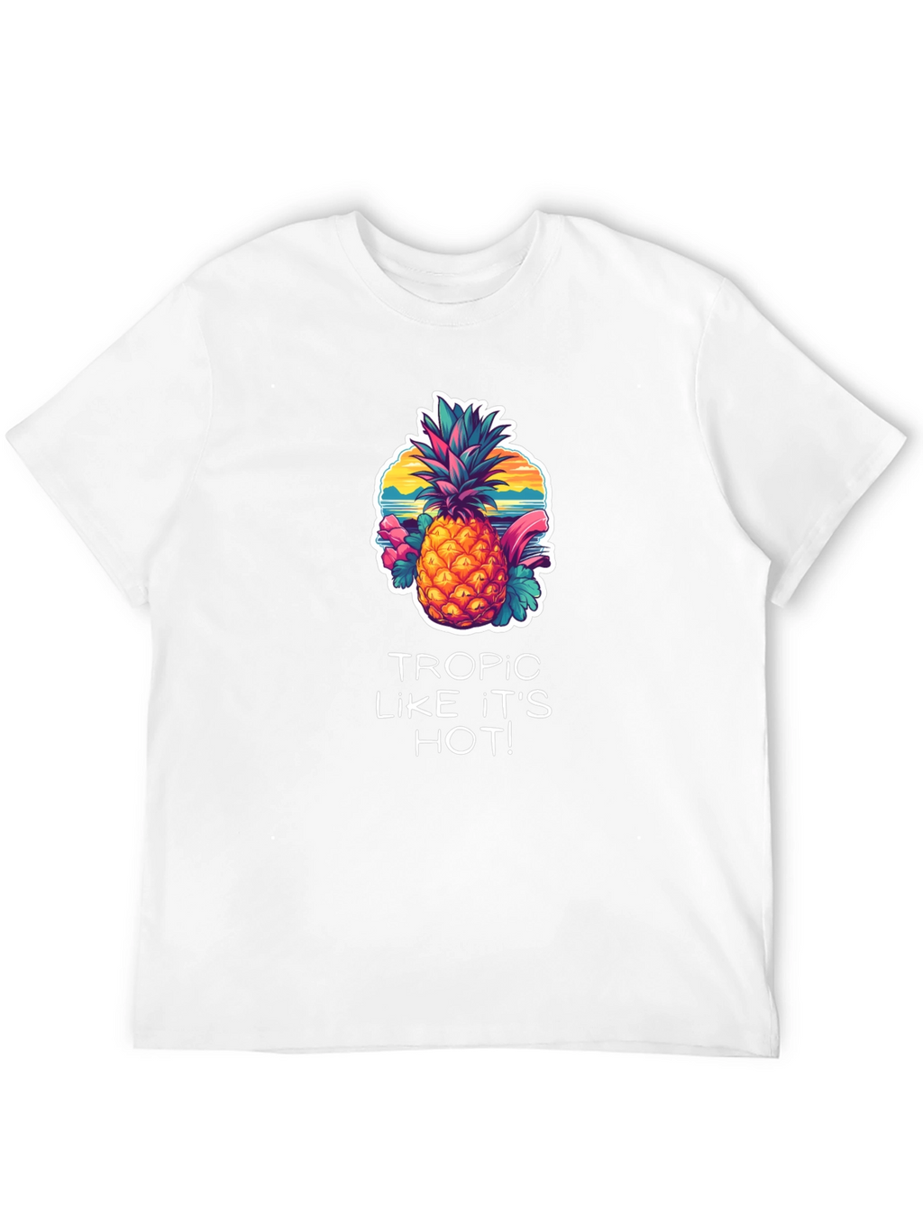 Tropical Pineapple Graphic Black T-Shirt