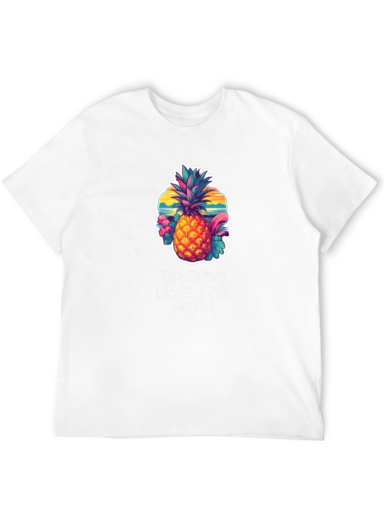 Tropical Pineapple Graphic Black T-Shirt