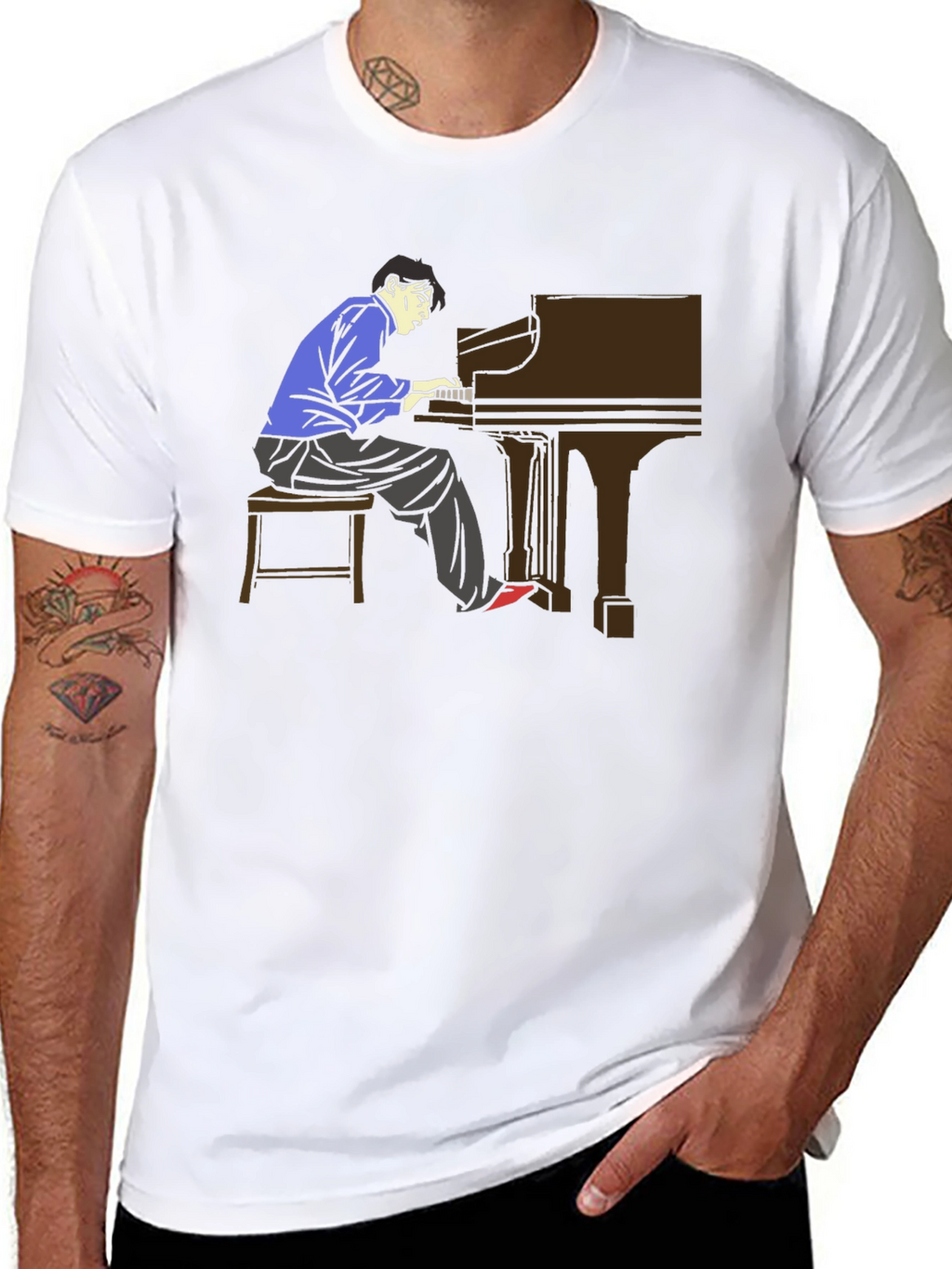 Piano Player Graphic Tee - Musician T-Shirt