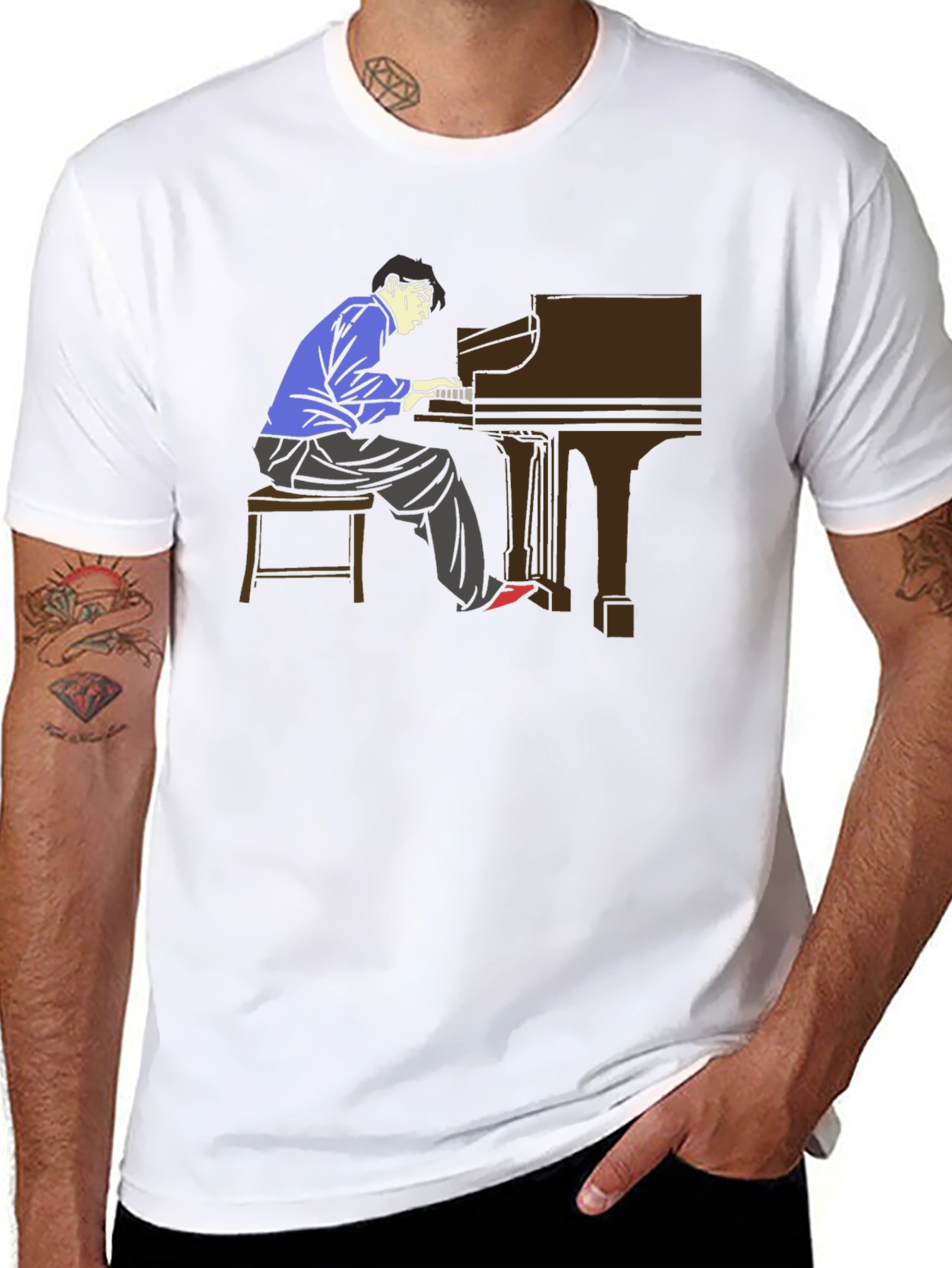 Piano Player Graphic Tee - Musician T-Shirt