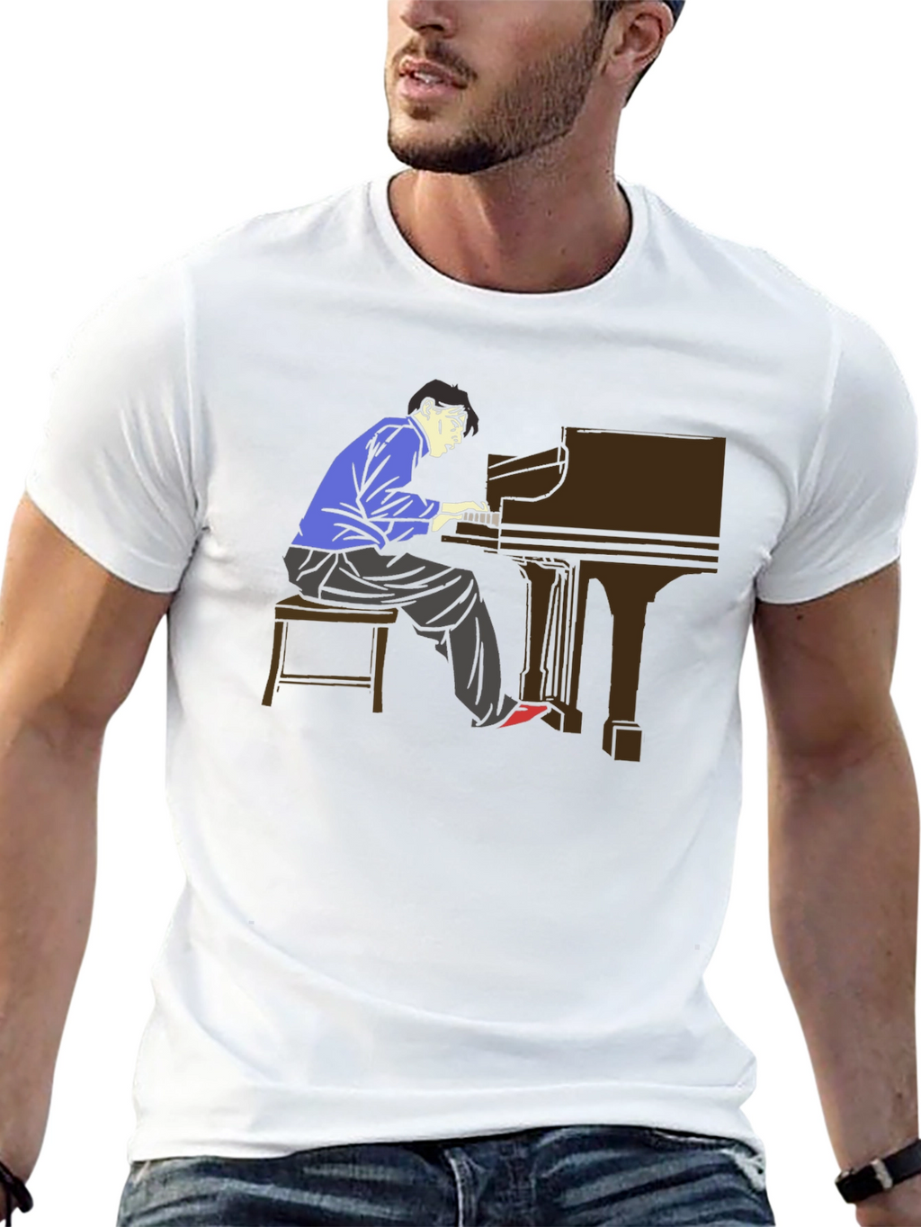 Piano Player Graphic Tee - Musician T-Shirt