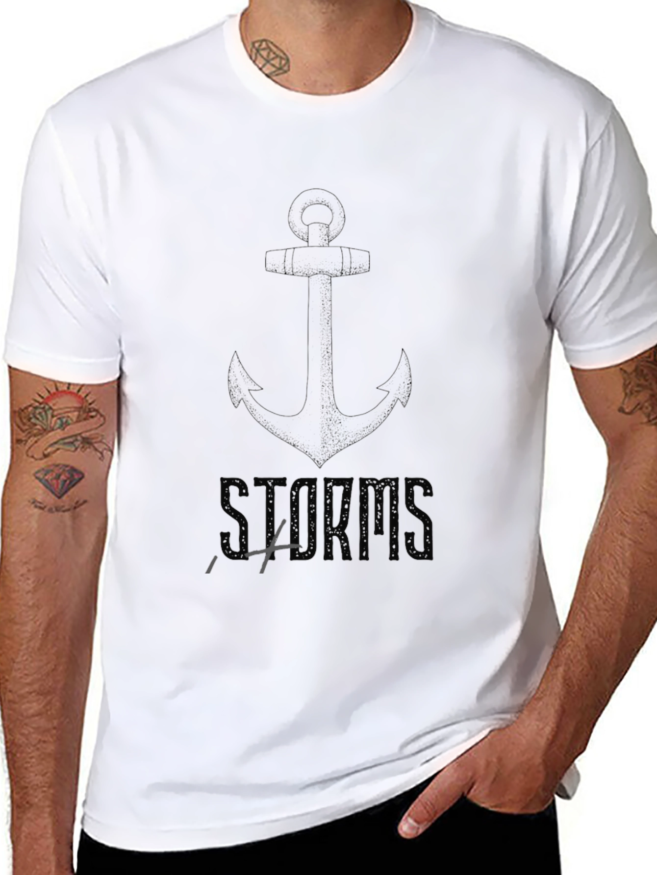 Storms Anchor Black Graphic T-Shirt