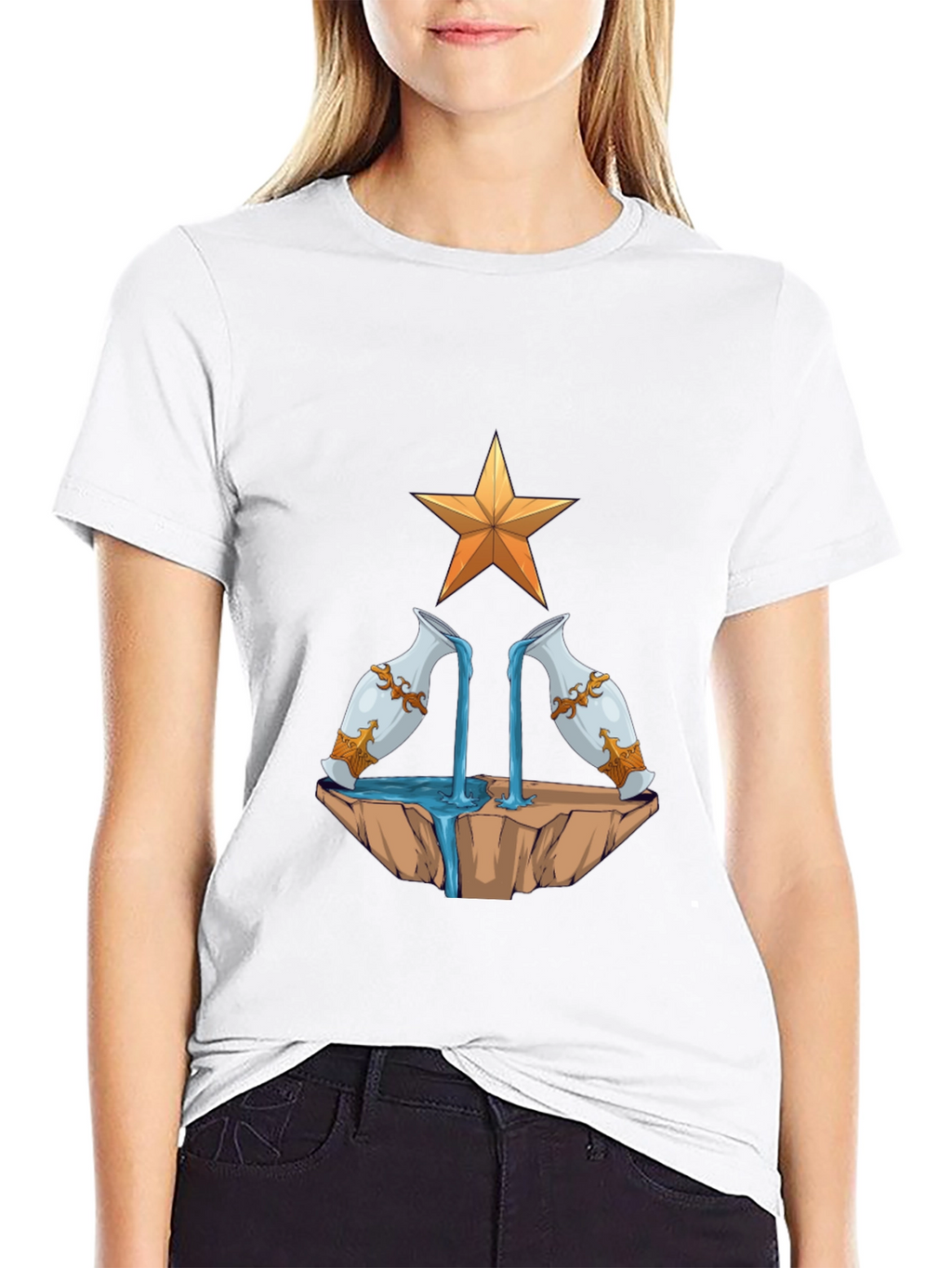 Aquarius Zodiac T-Shirt - Water Bearer Design