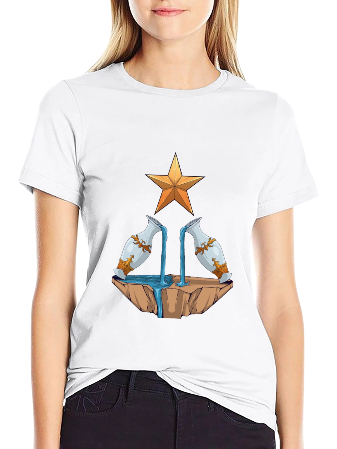 Aquarius Zodiac T-Shirt - Water Bearer Design