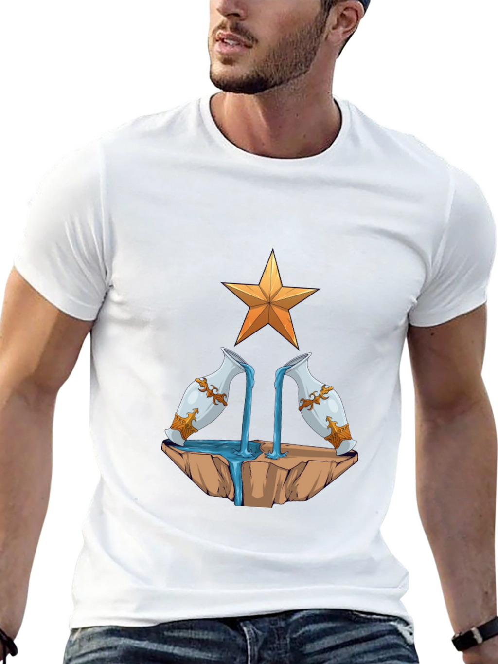 Aquarius Zodiac T-Shirt - Water Bearer Design