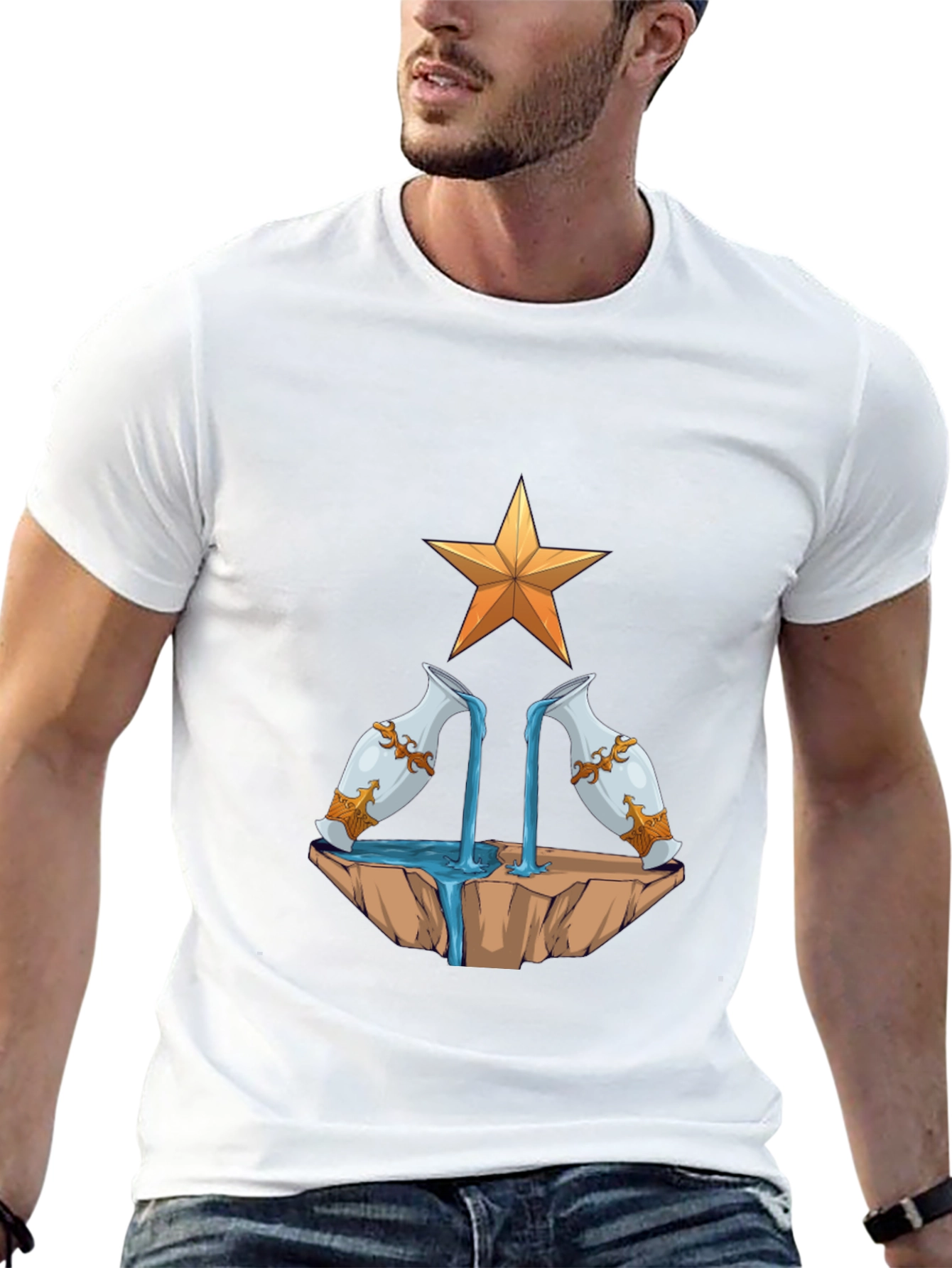 Aquarius Zodiac T-Shirt - Water Bearer Design