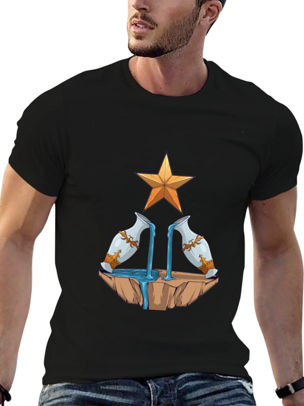 Aquarius Zodiac T-Shirt - Water Bearer Design
