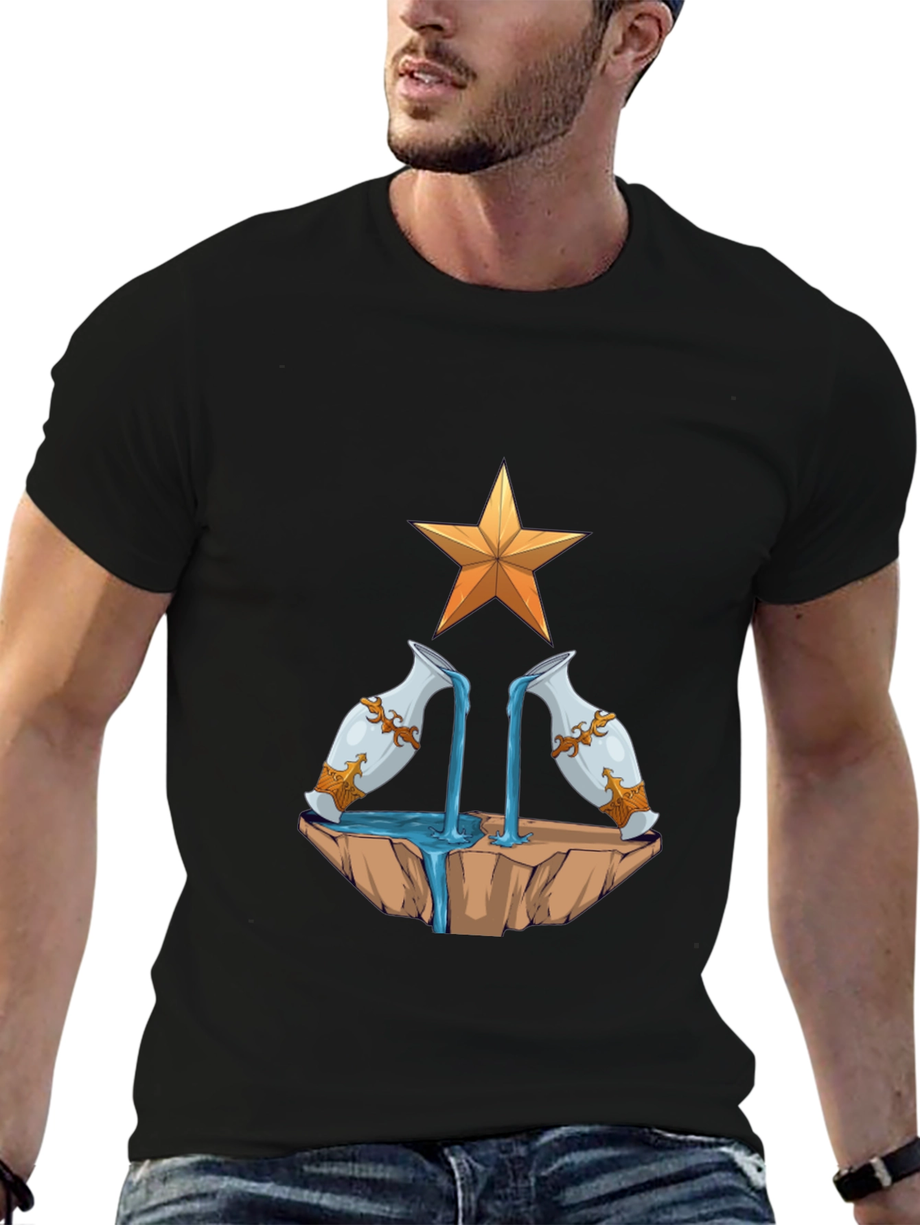 Aquarius Zodiac T-Shirt - Water Bearer Design