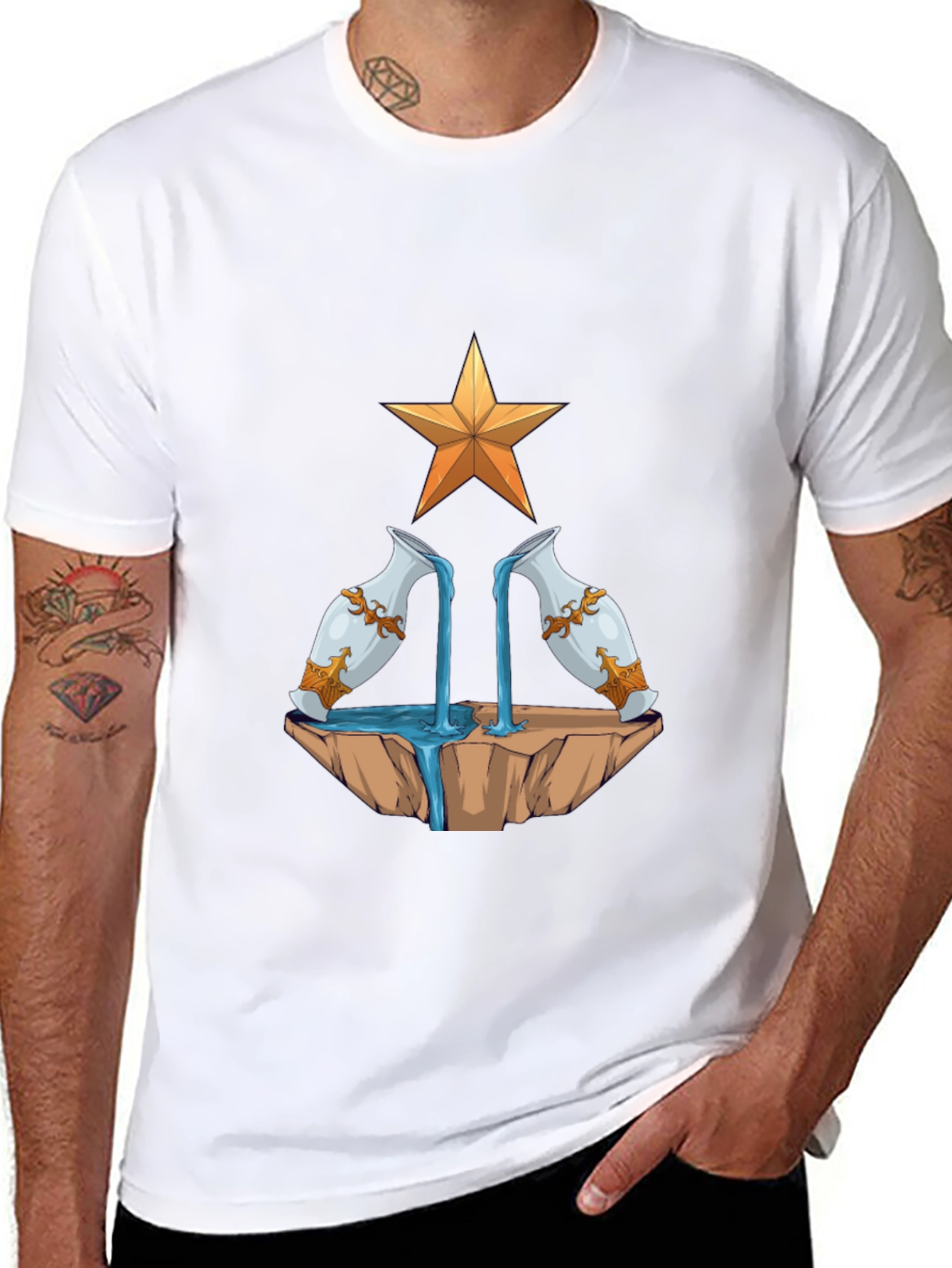 Aquarius Zodiac T-Shirt - Water Bearer Design
