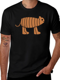 Cartoon Tiger Graphic Tee -  Black Cotton T-Shirt