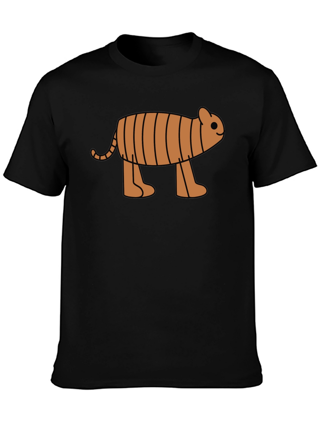 Cartoon Tiger Graphic Tee -  Black Cotton T-Shirt