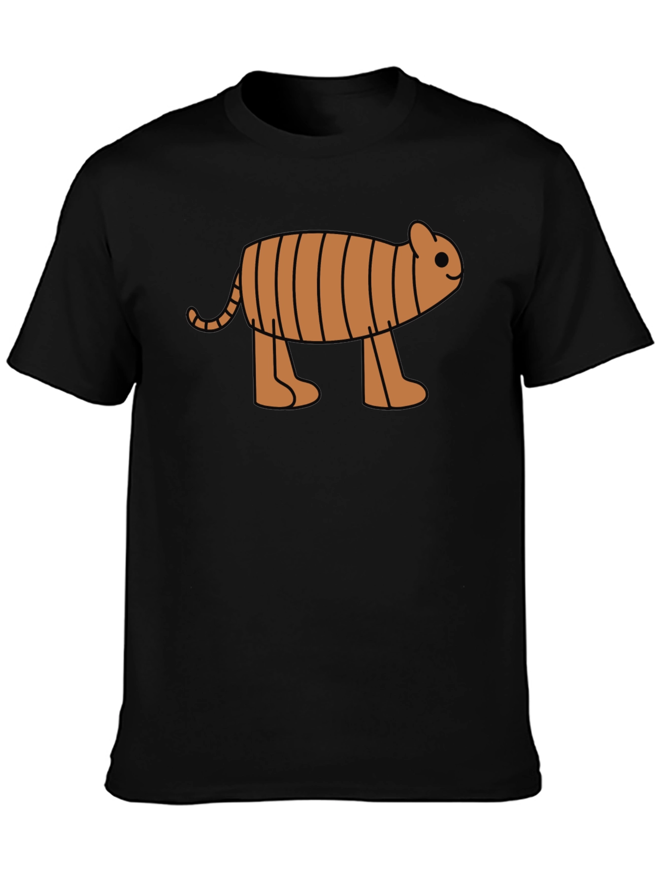 Cartoon Tiger Graphic Tee -  Black Cotton T-Shirt