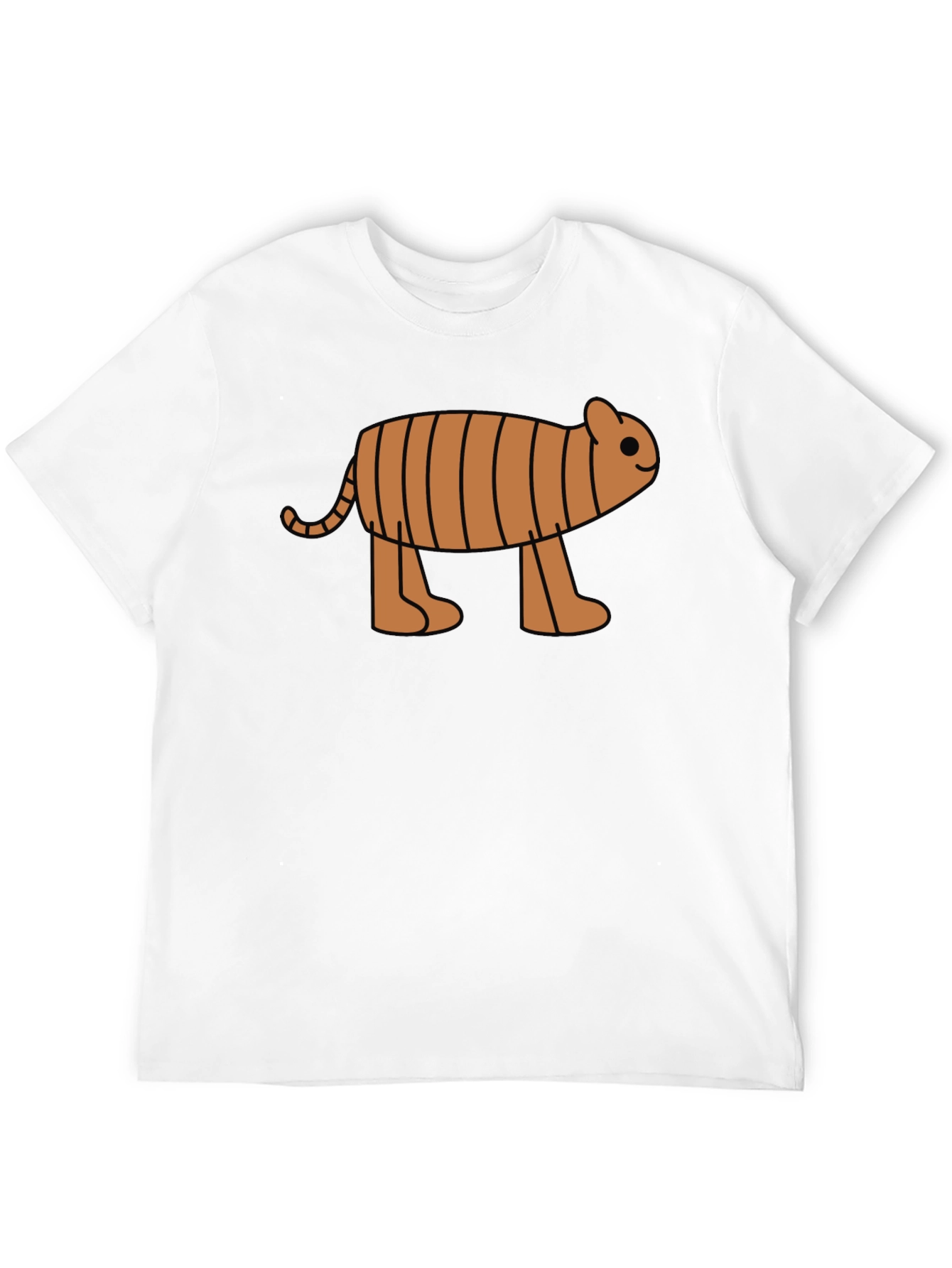 Cartoon Tiger Graphic Tee -  Black Cotton T-Shirt