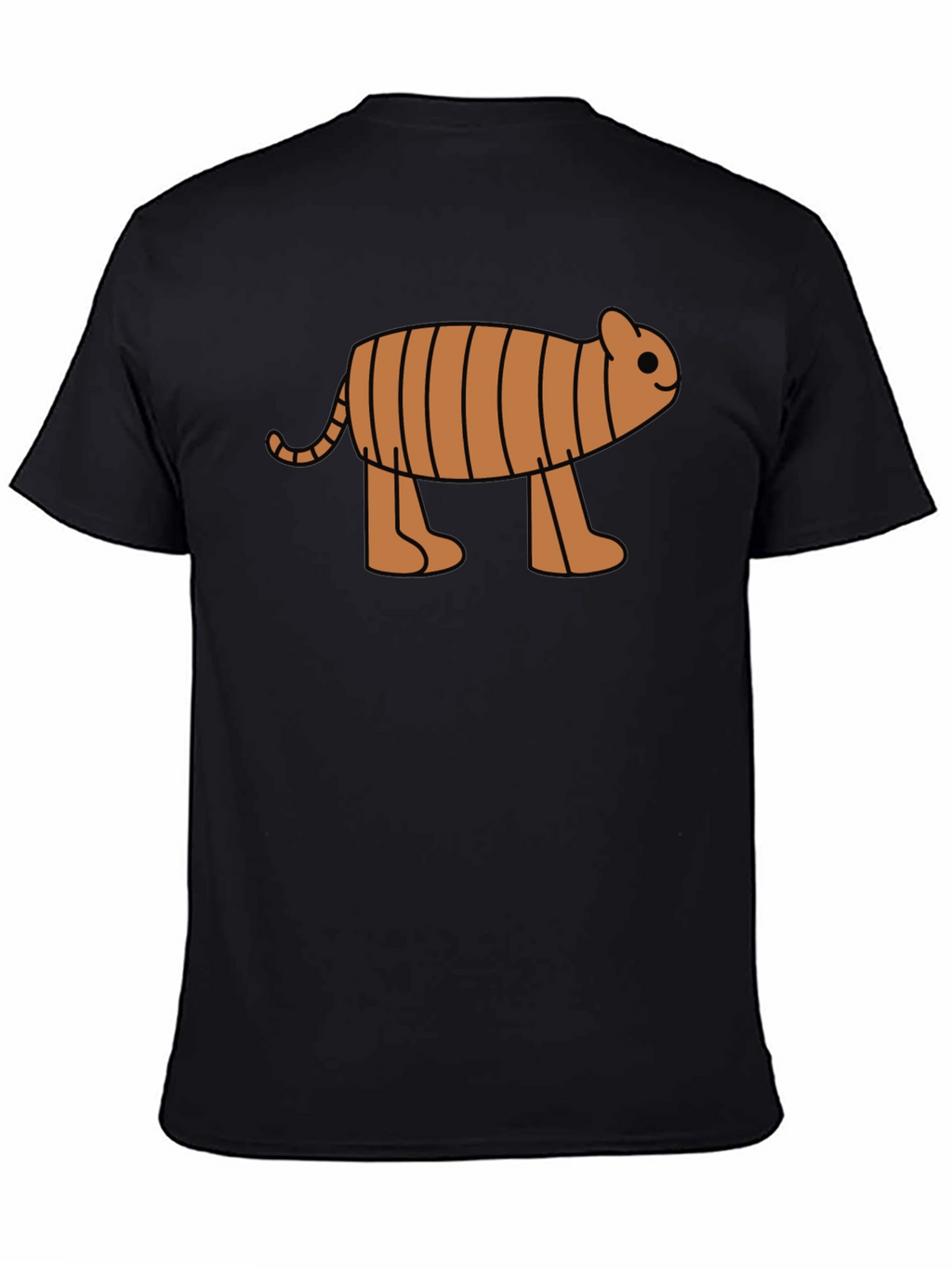Cartoon Tiger Graphic Tee -  Black Cotton T-Shirt