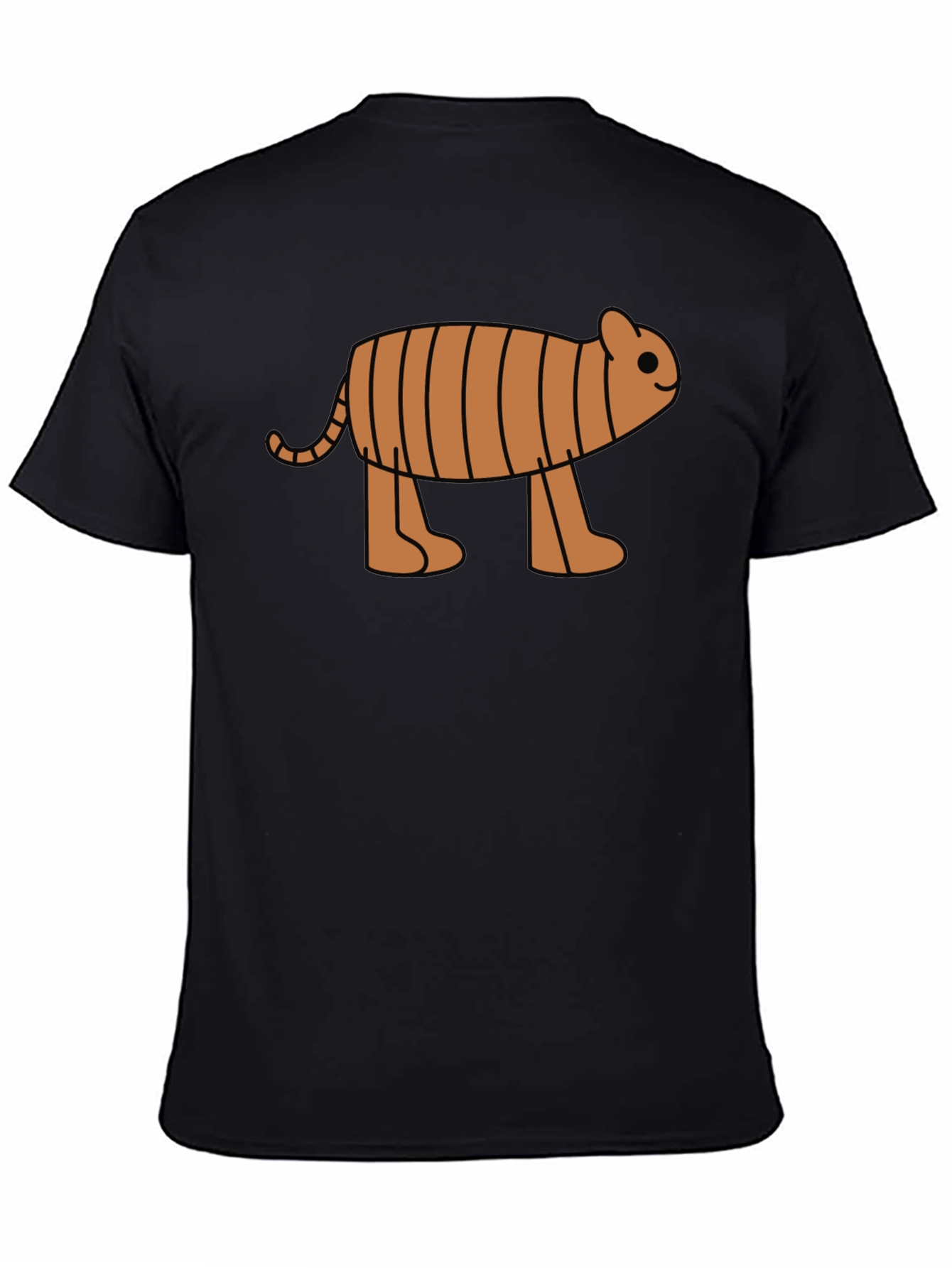Cartoon Tiger Graphic Tee -  Black Cotton T-Shirt