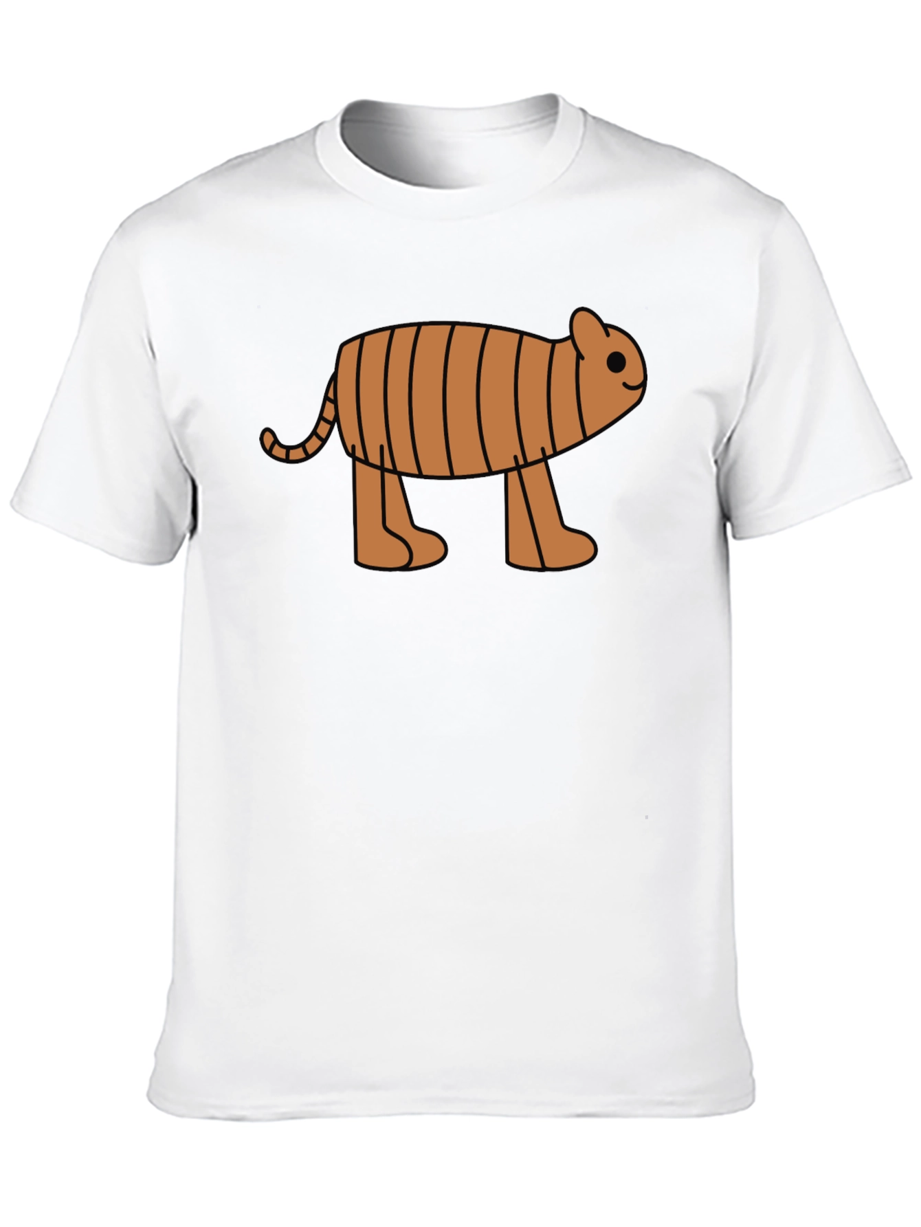 Cartoon Tiger Graphic Tee -  Black Cotton T-Shirt