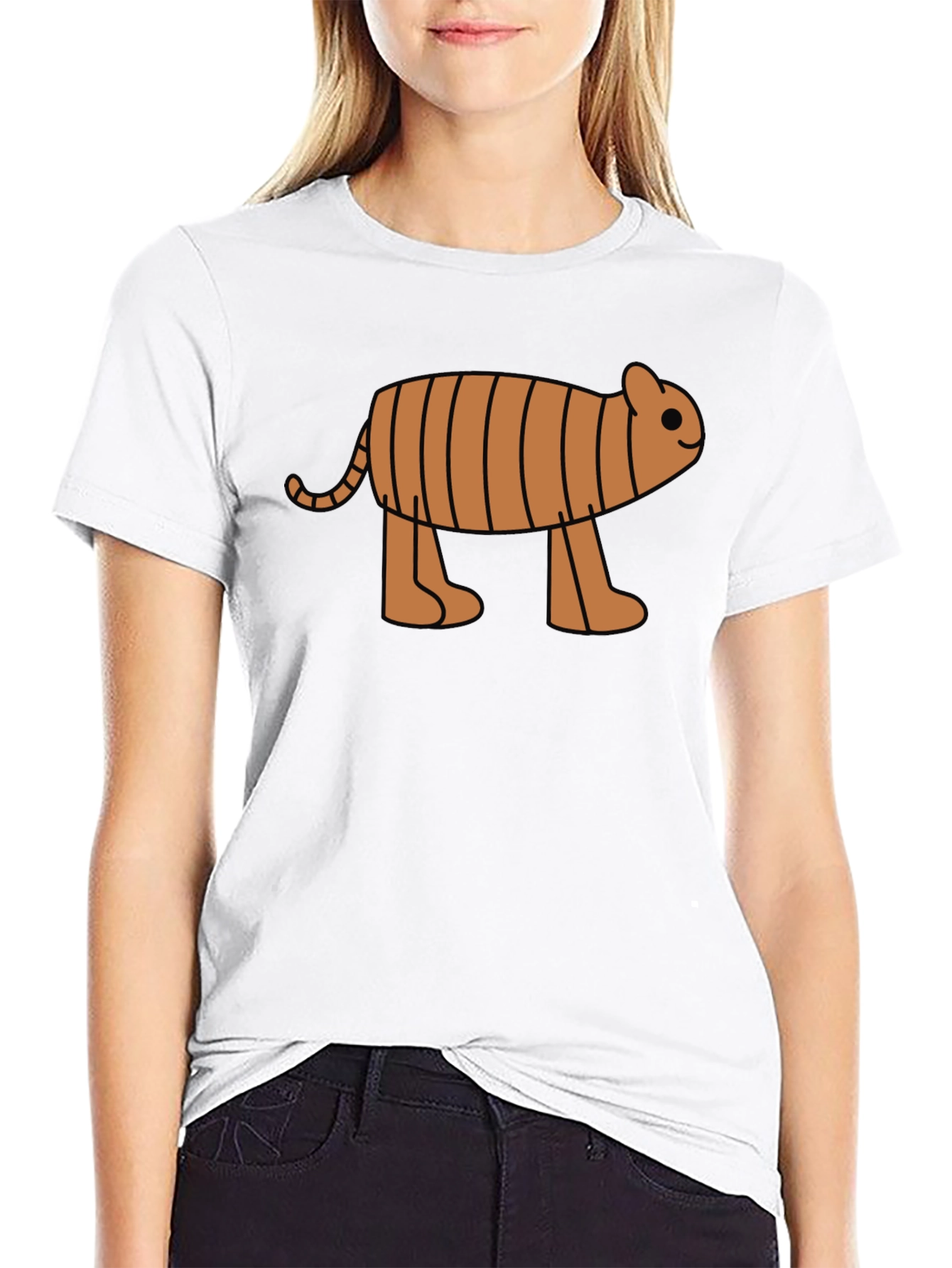 Cartoon Tiger Graphic Tee -  Black Cotton T-Shirt