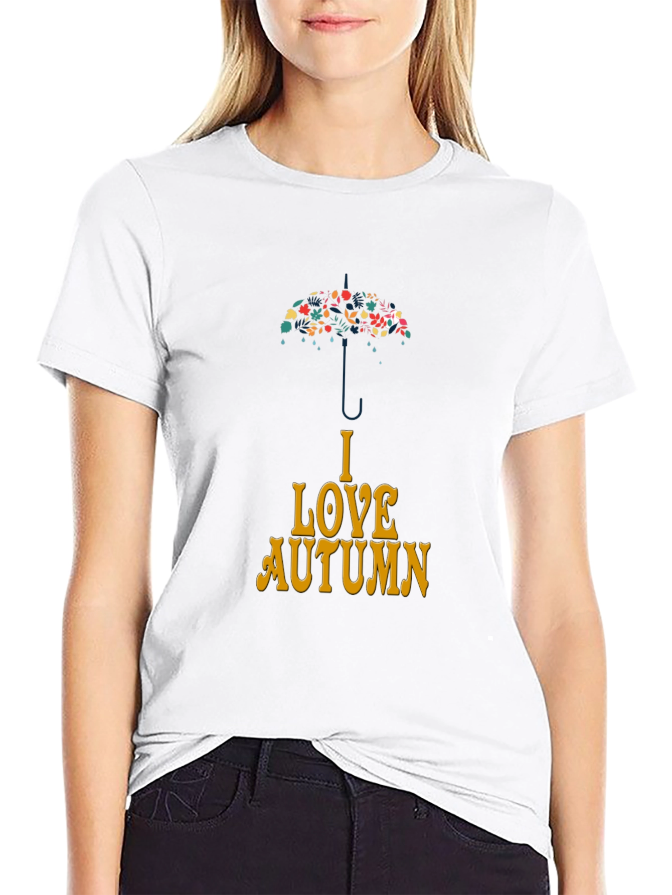 I Love Autumn Umbrella Graphic T-Shirt