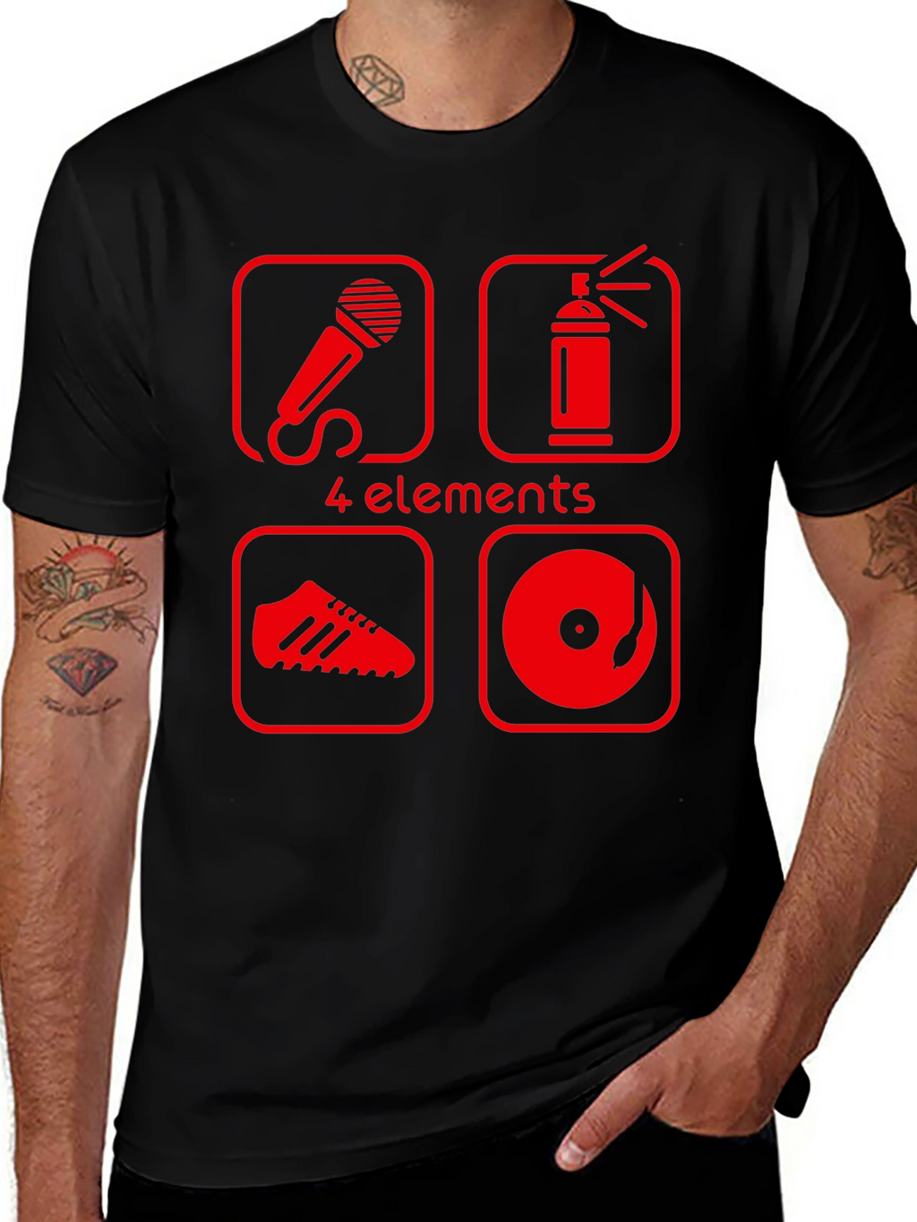 4 Elements Hip Hop T-Shirt - Black