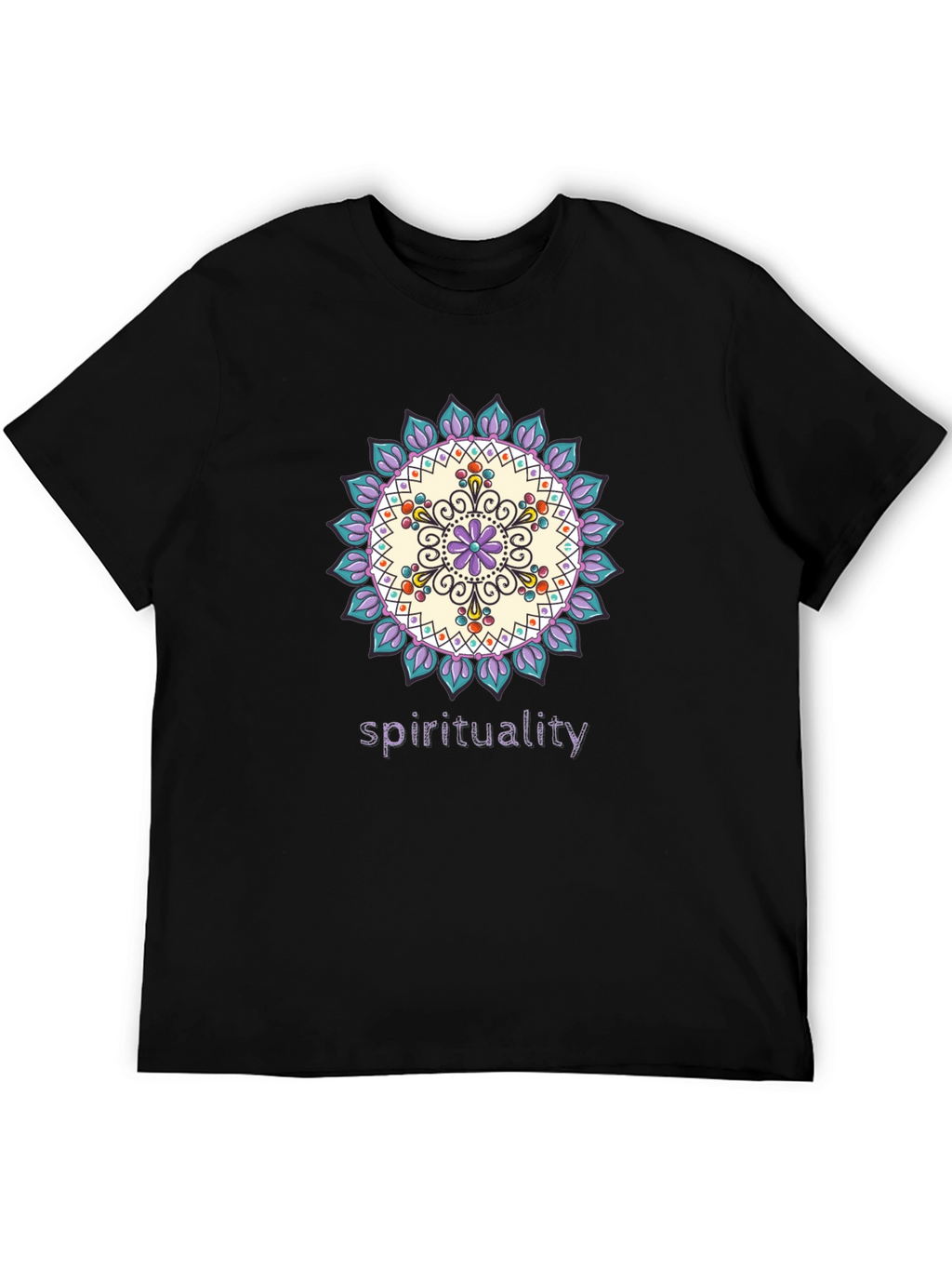 Spiritual Mandala Design Black T-Shirt