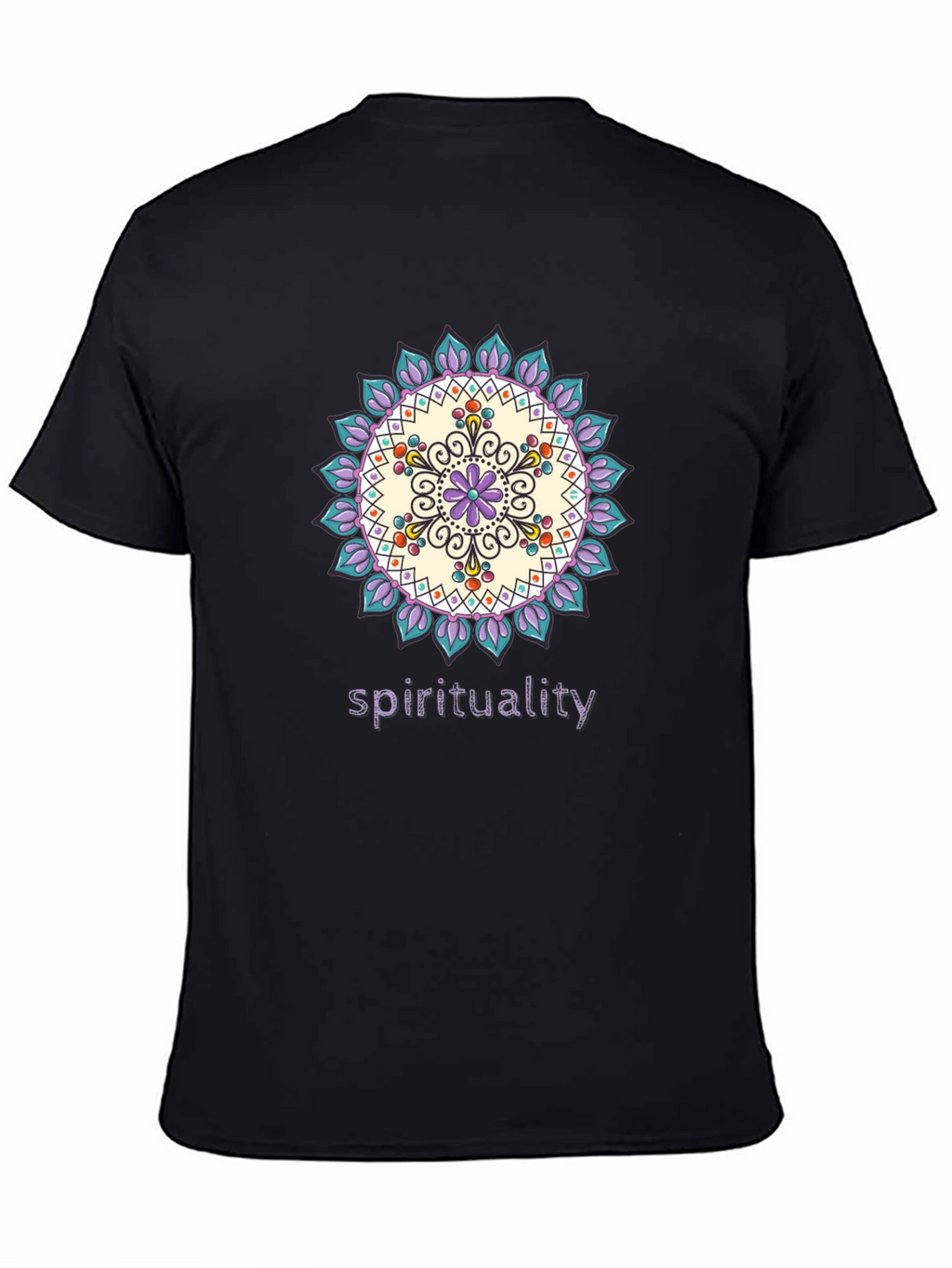 Spiritual Mandala Design Black T-Shirt