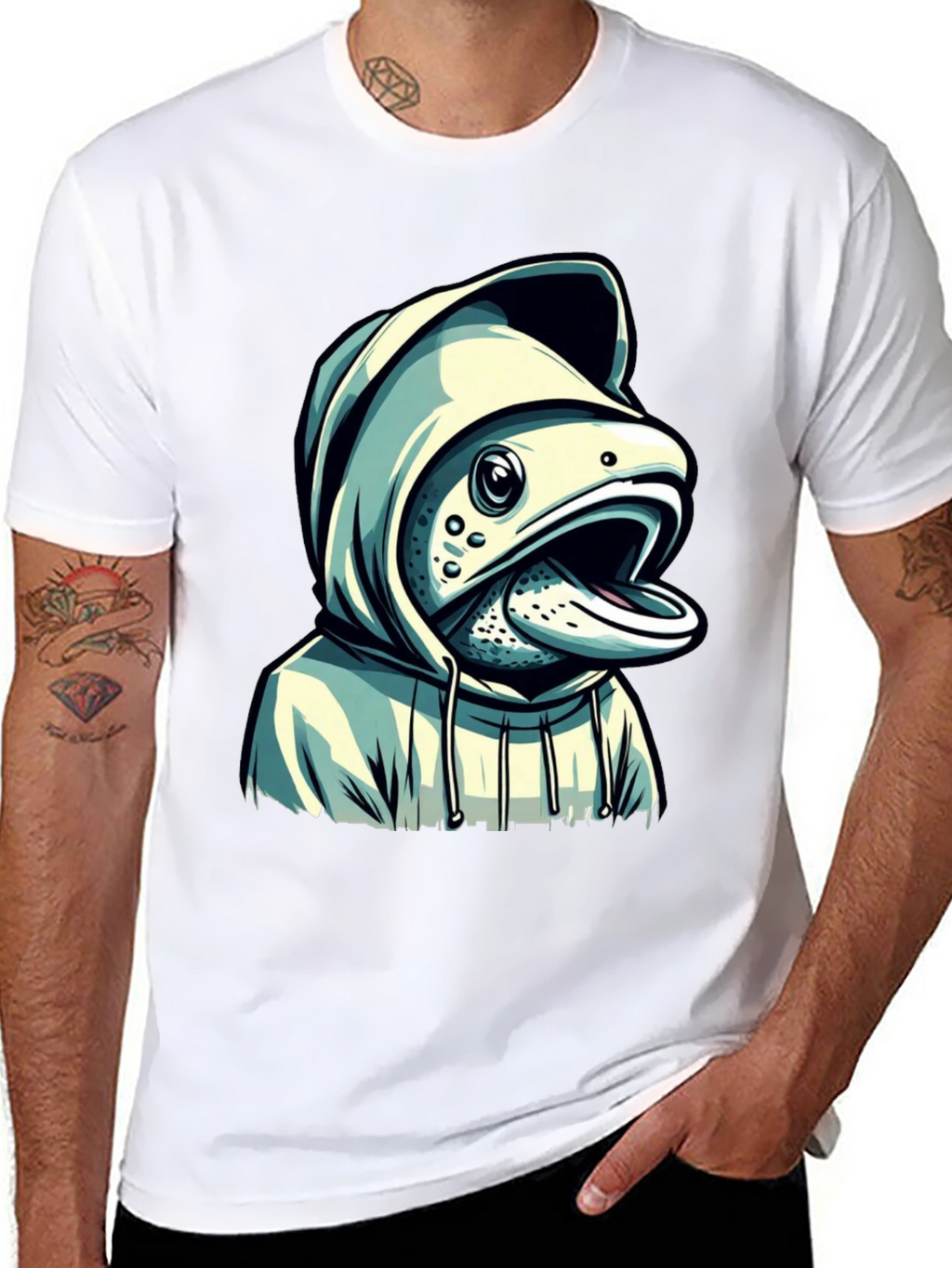 Hooded Fish Graphic T-Shirt