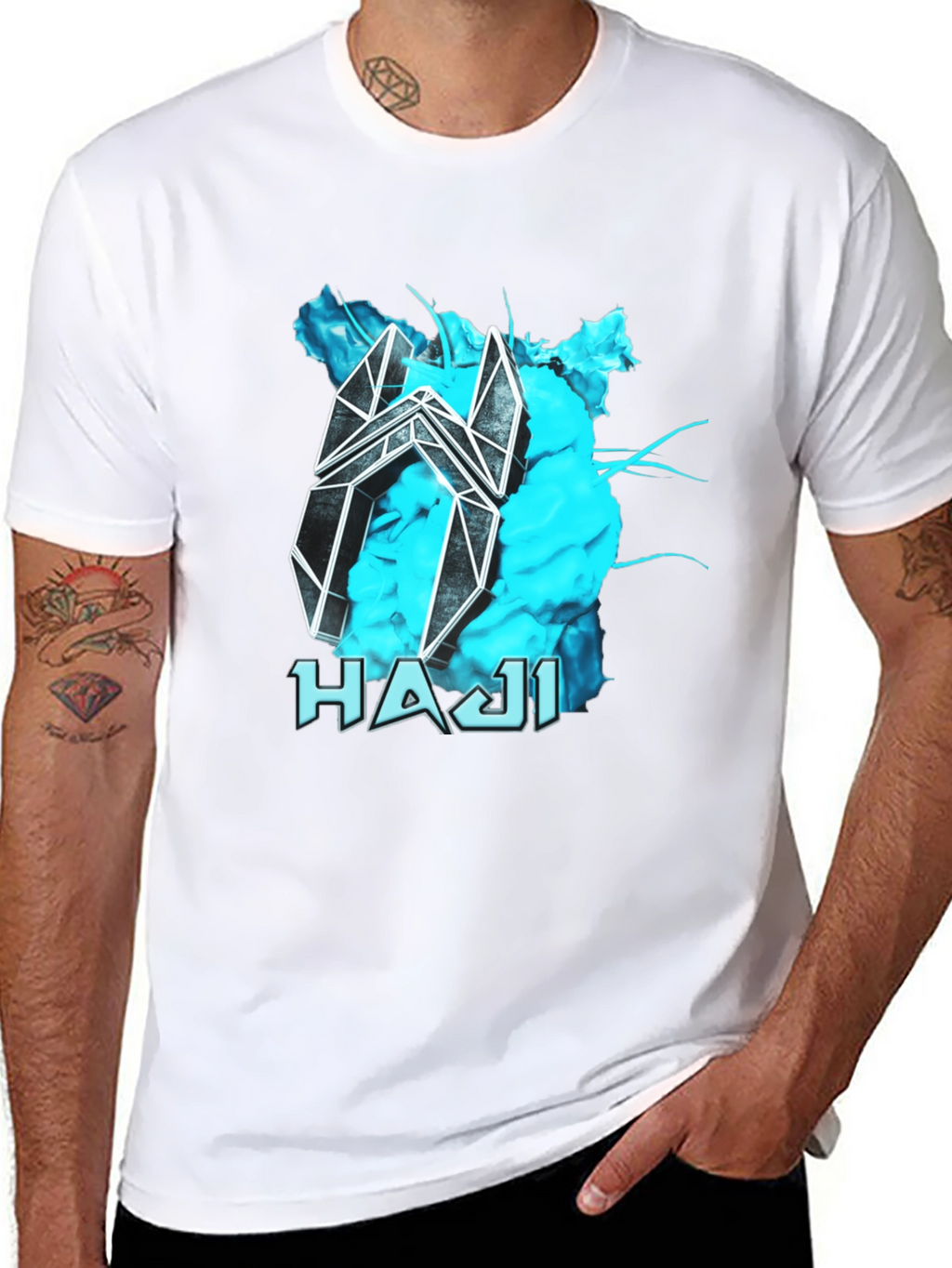 Abstract HAJI Graphic Black T-Shirt