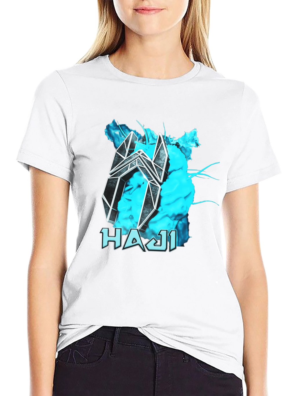 Abstract HAJI Graphic Black T-Shirt