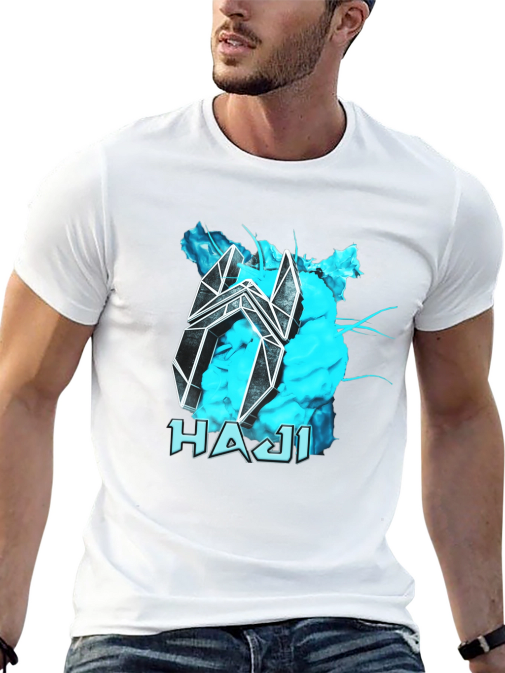 Abstract HAJI Graphic Black T-Shirt
