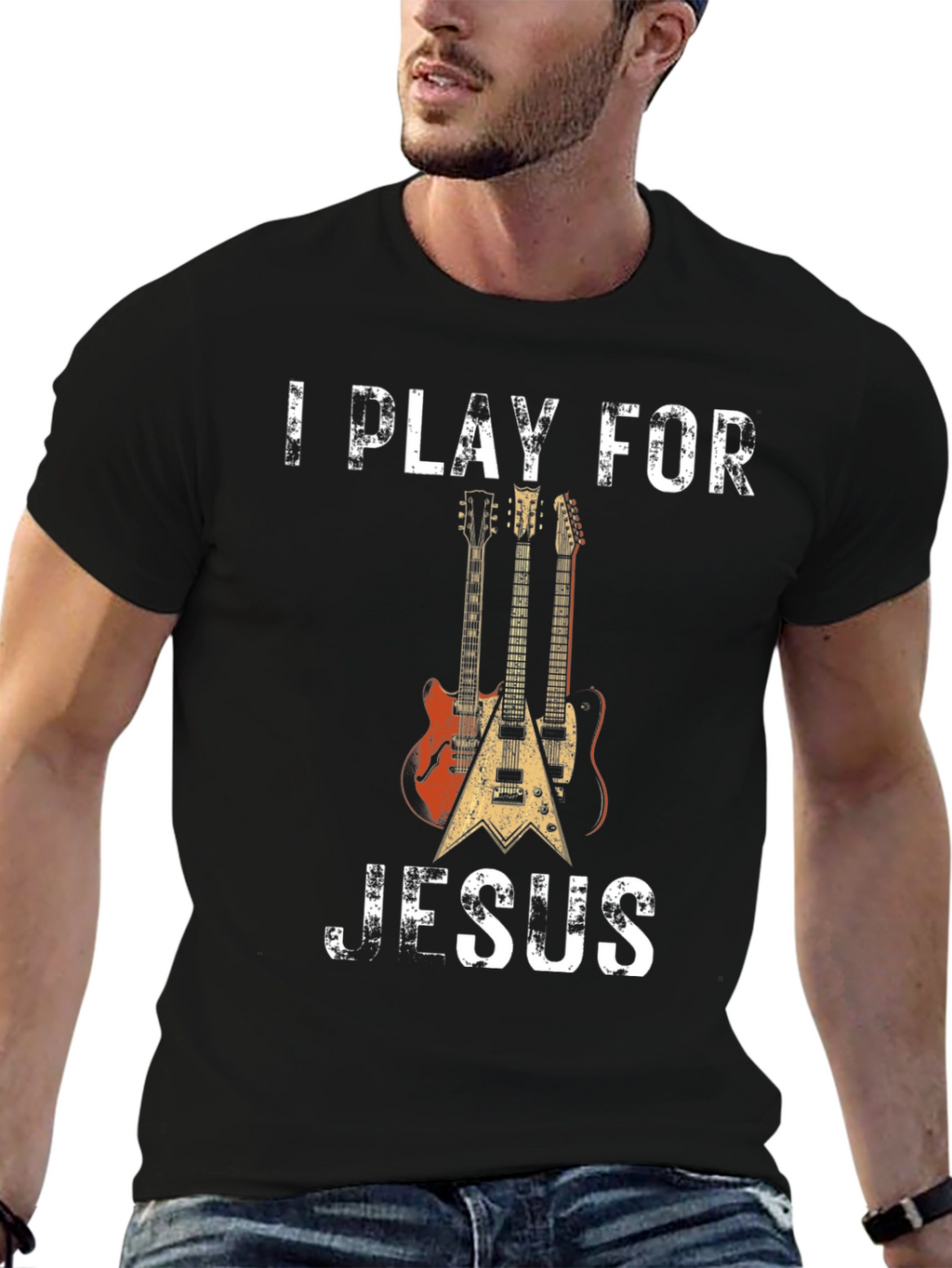 I Play for Jesus T-Shirt: Guitar Christian Apparel