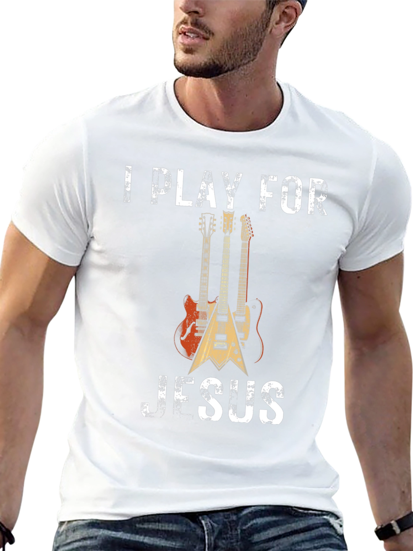 I Play for Jesus T-Shirt: Guitar Christian Apparel