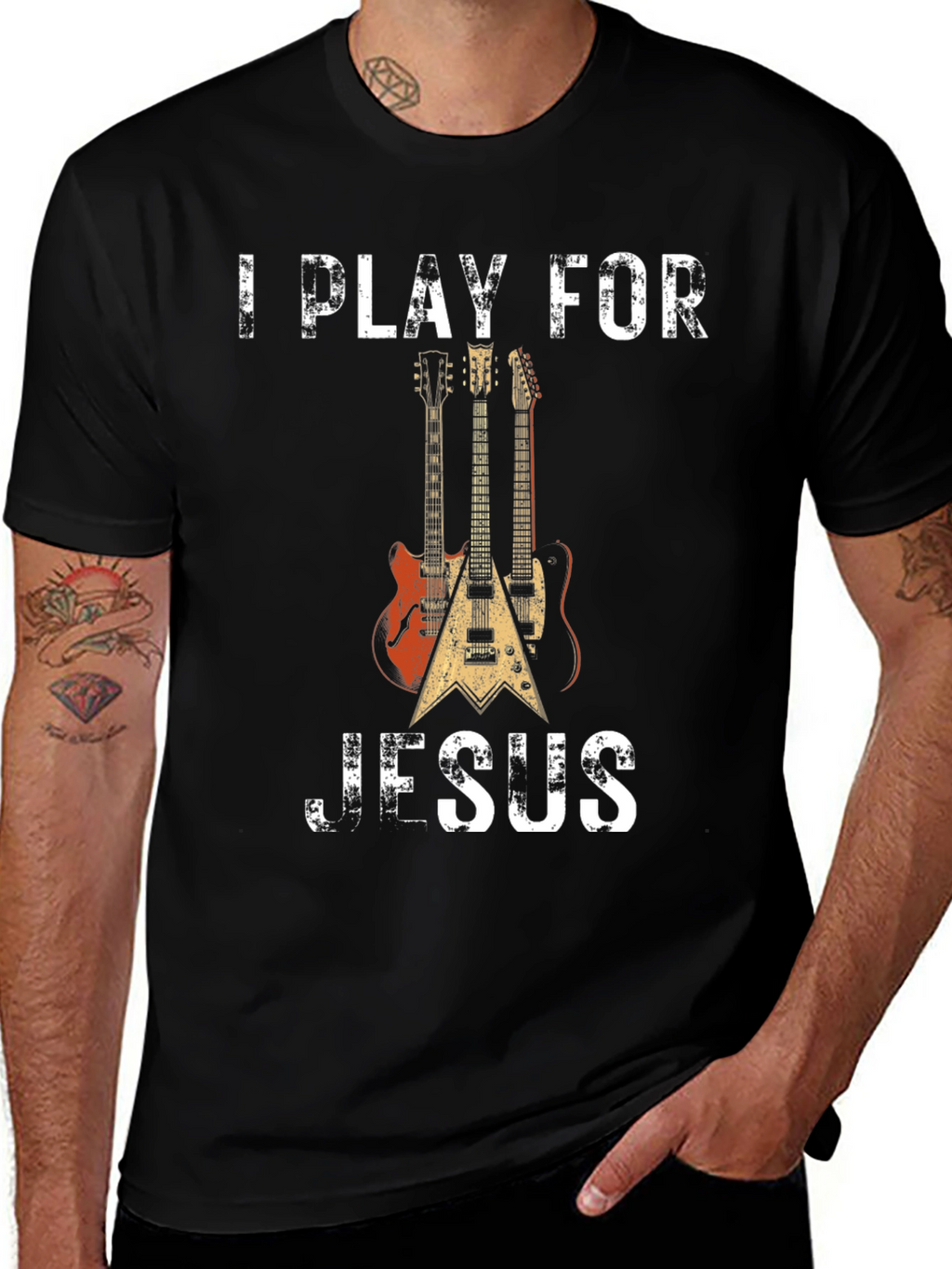 I Play for Jesus T-Shirt: Guitar Christian Apparel