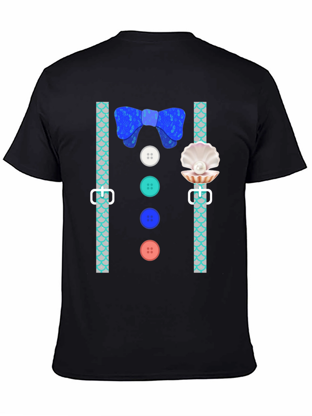 Mermaid Man Bowtie & Buttons Novelty Graphic Tee
