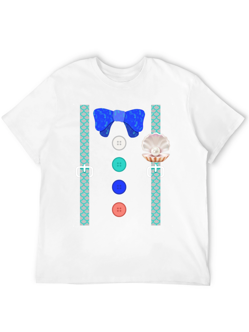 Mermaid Man Bowtie & Buttons Novelty Graphic Tee