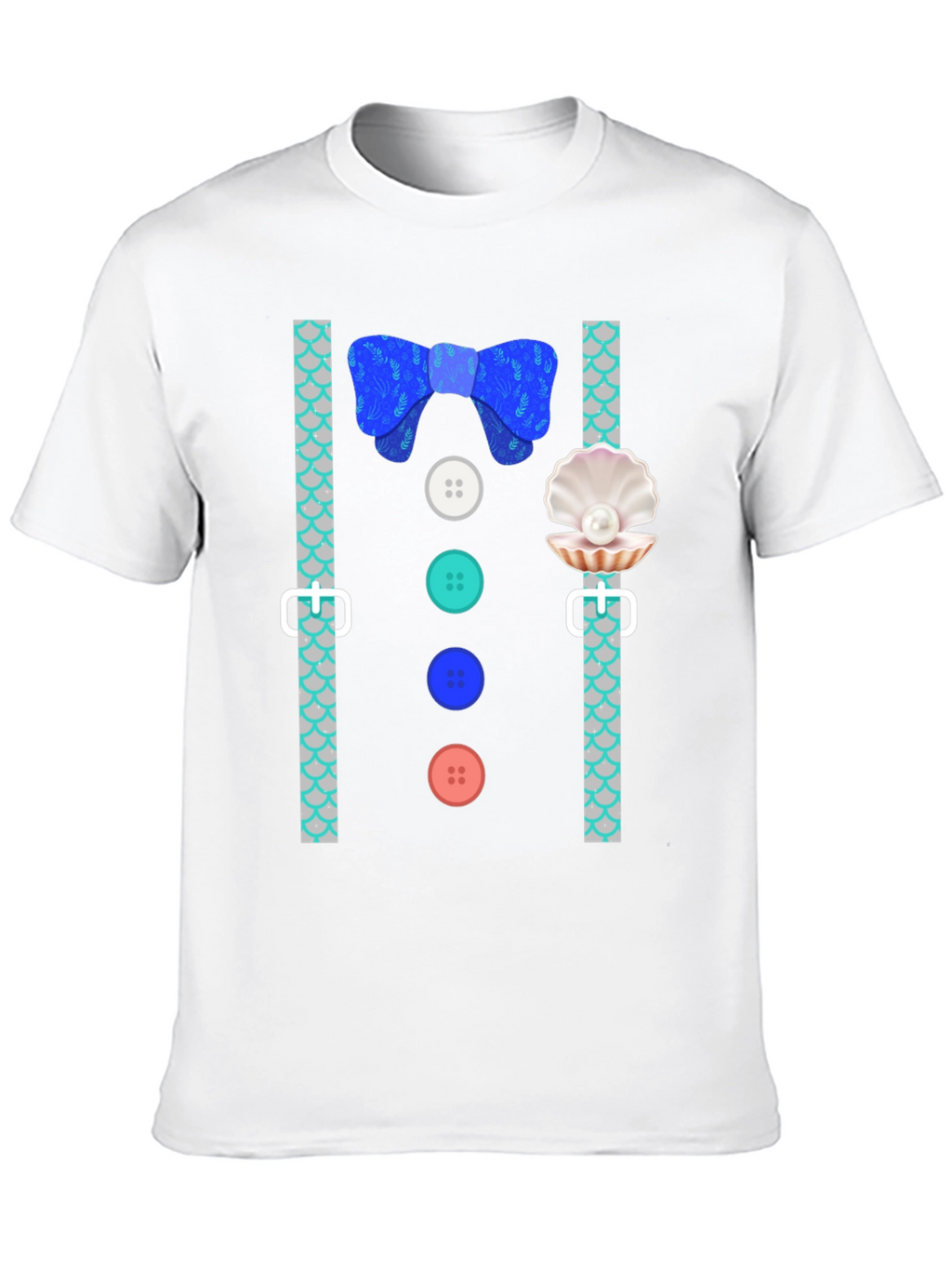 Mermaid Man Bowtie & Buttons Novelty Graphic Tee
