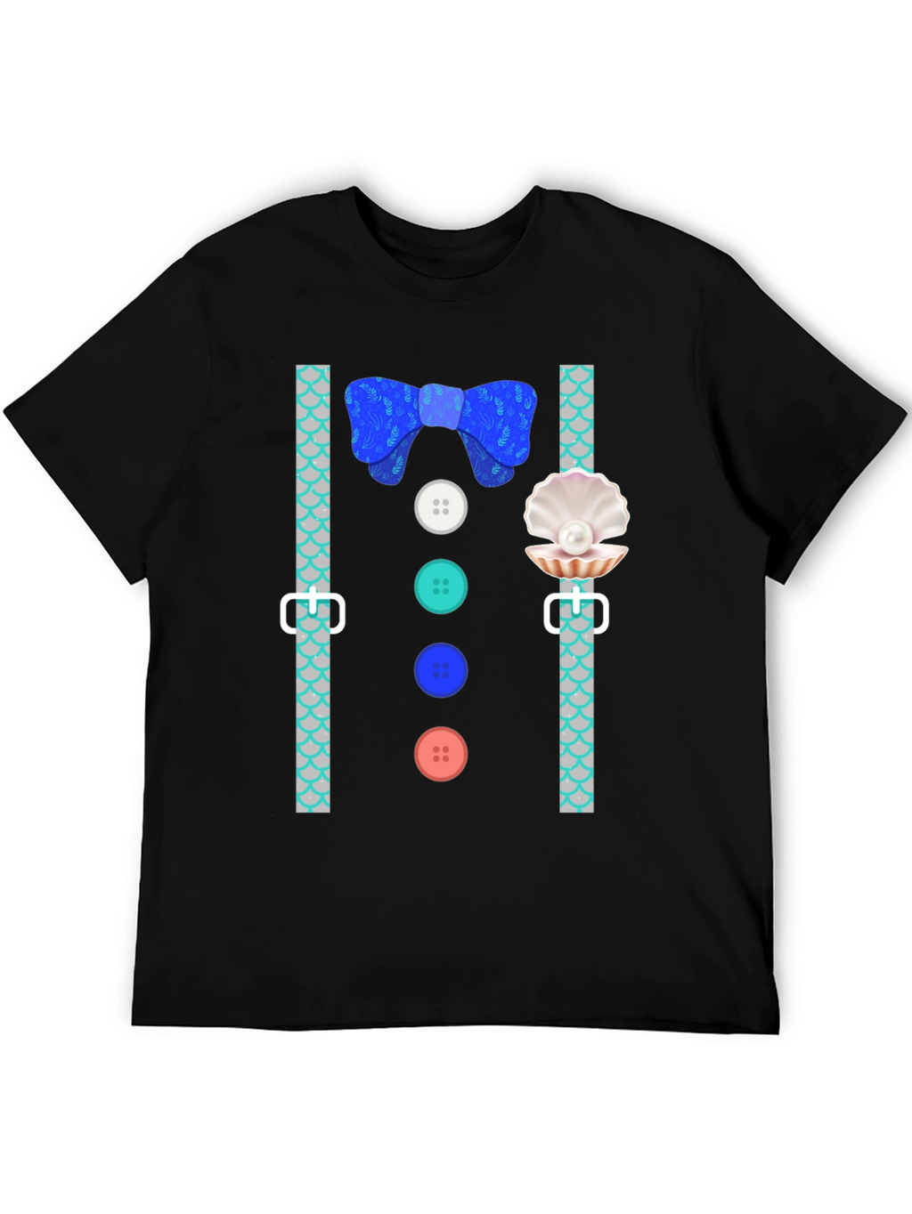 Mermaid Man Bowtie & Buttons Novelty Graphic Tee