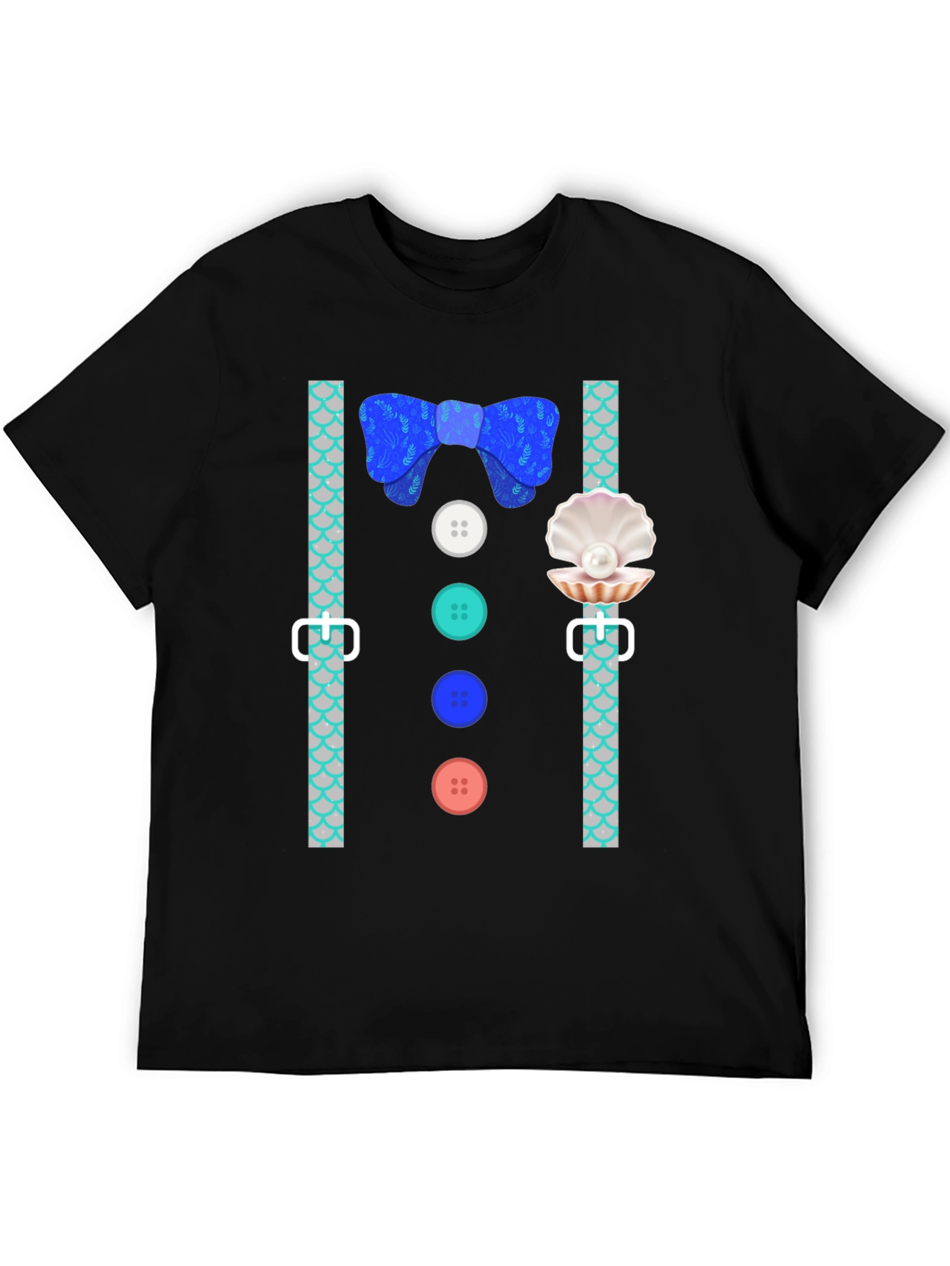 Mermaid Man Bowtie & Buttons Novelty Graphic Tee