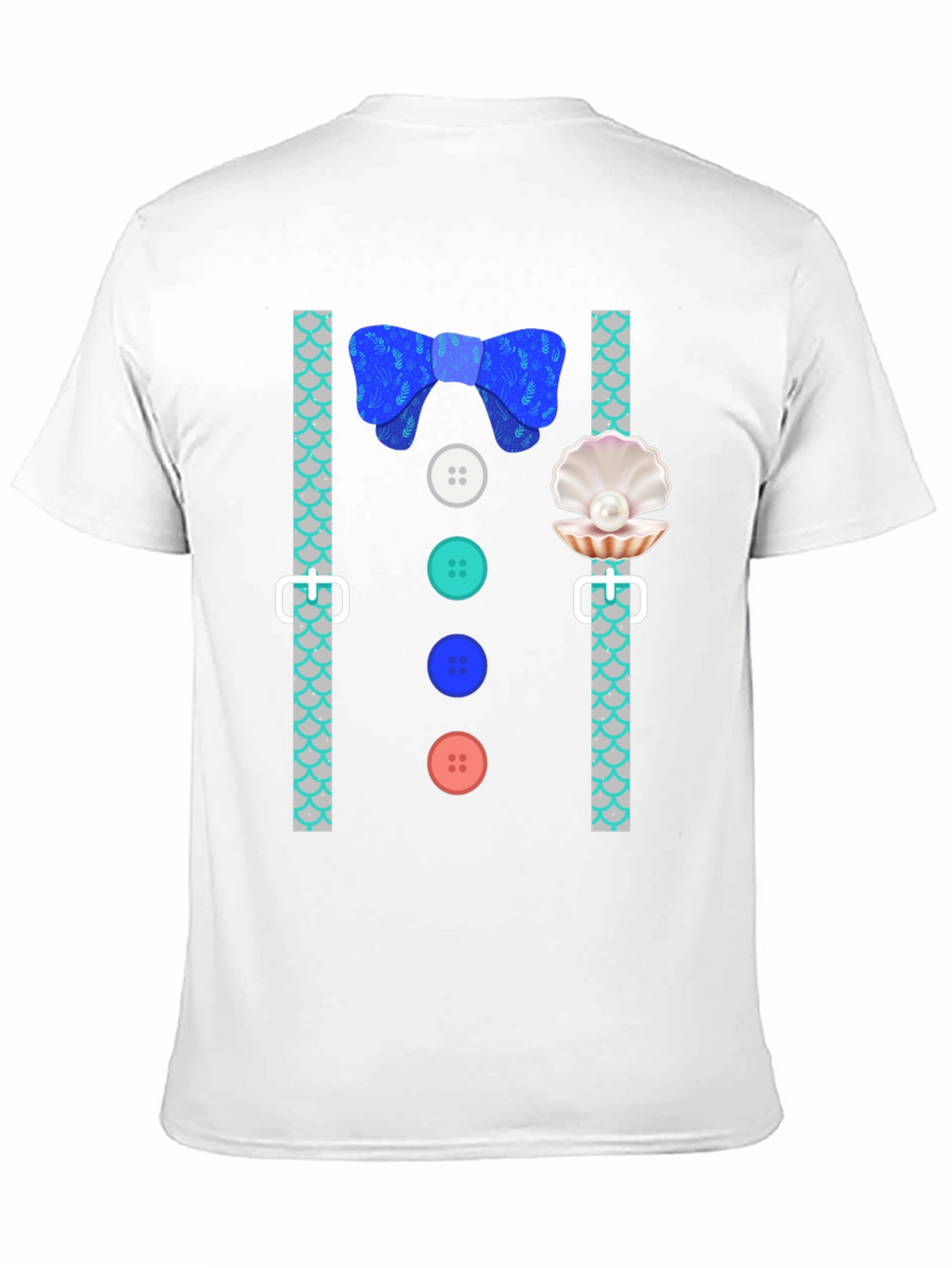 Mermaid Man Bowtie & Buttons Novelty Graphic Tee
