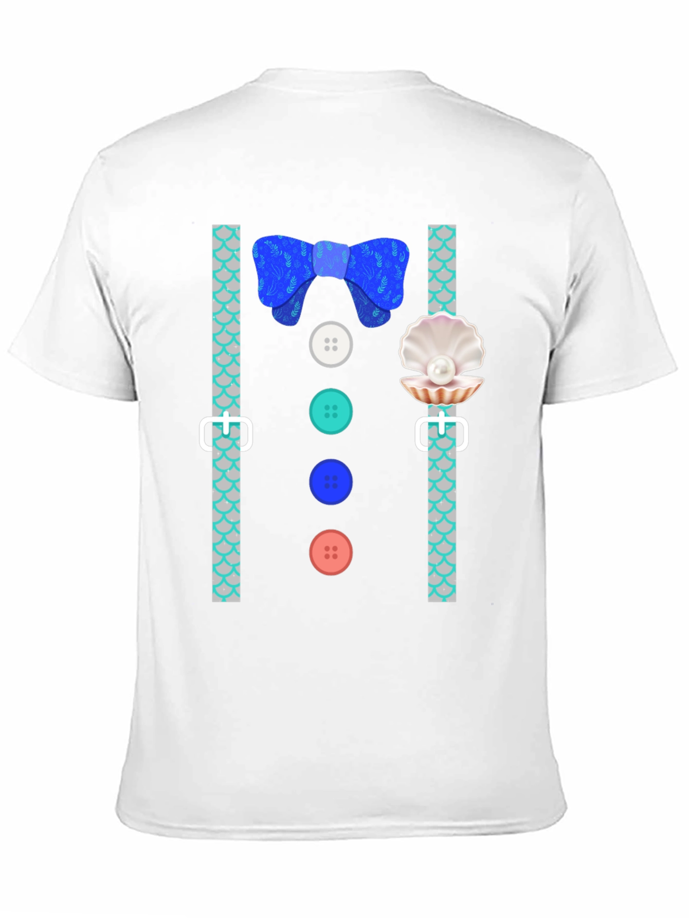 Mermaid Man Bowtie & Buttons Novelty Graphic Tee