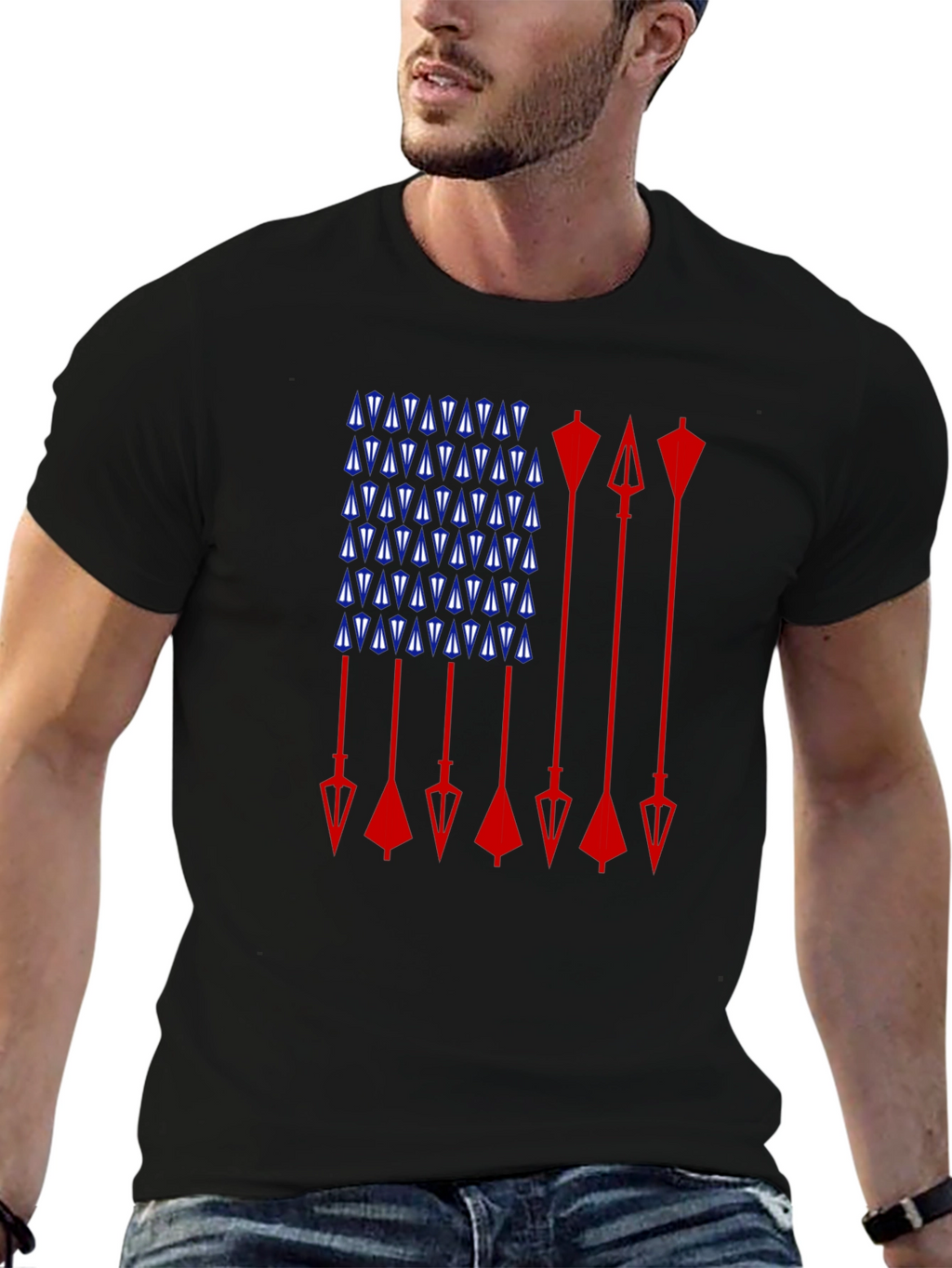 Arrow Flag Graphic Tee - Patriotic Design