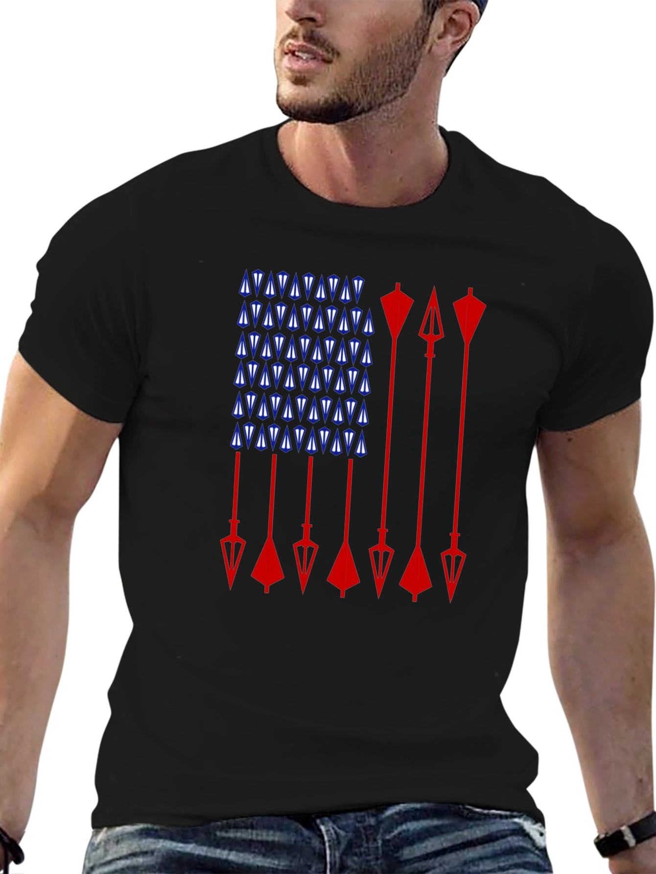Arrow Flag Graphic Tee - Patriotic Design