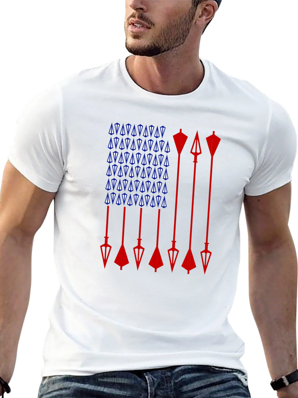 Arrow Flag Graphic Tee - Patriotic Design