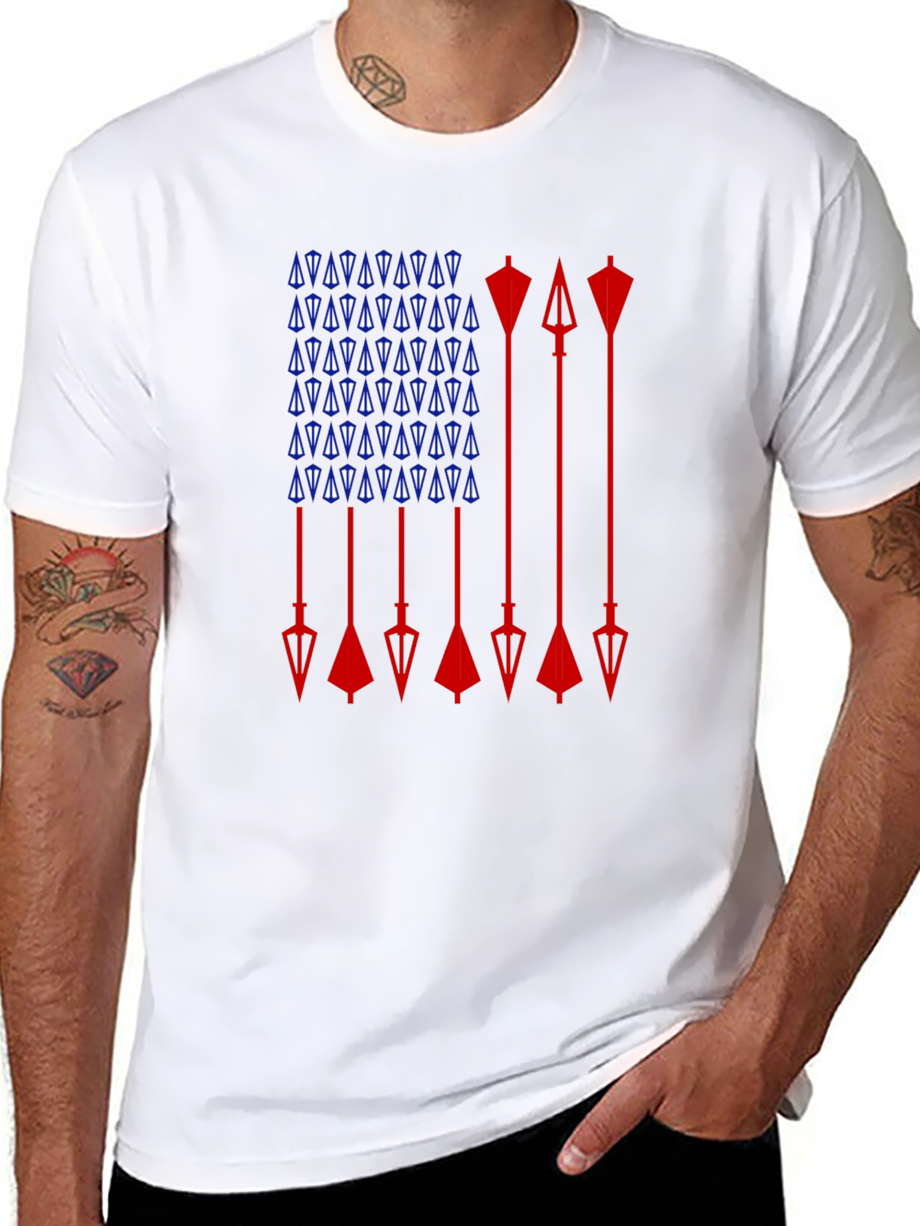Arrow Flag Graphic Tee - Patriotic Design