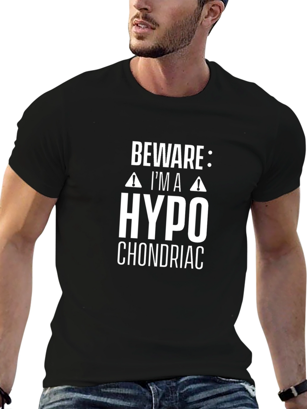 Beware Im a Hypochondriac Graphic T-Shirt - Black