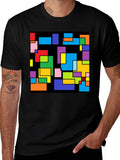 Abstract Geometric Pattern Black T-Shirt
