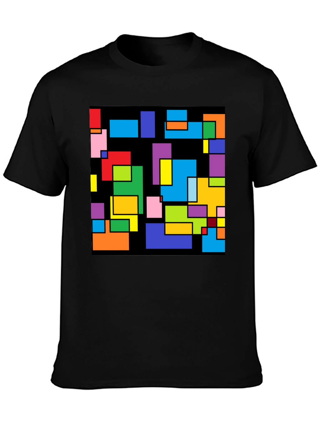 Abstract Geometric Pattern Black T-Shirt