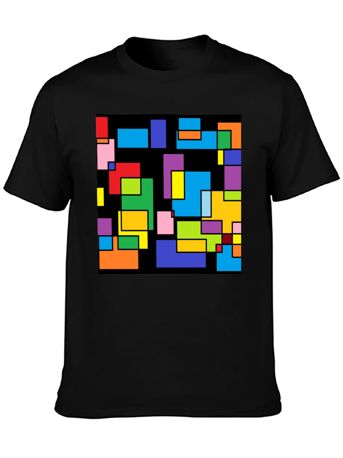 Abstract Geometric Pattern Black T-Shirt